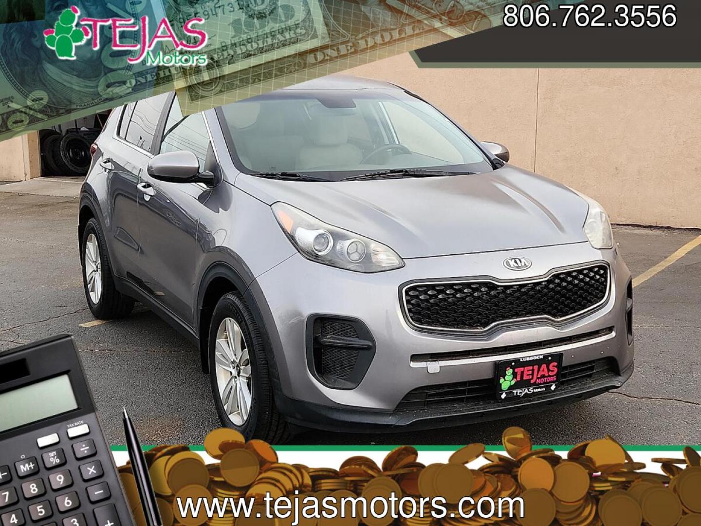 2017 SILVER Kia Sportage LX (KNDPM3AC3H7) with an Theta II 2.4L I-4 gasoline direct injection, DOHC, D-CVVT variable valve control, regular unleaded, engine with 181HP engine, located at 4110 Avenue Q, Lubbock, 79412, 33.556553, -101.855820 - 01/17/2026 KEY IN ENVELOPE GOD- Photo#0