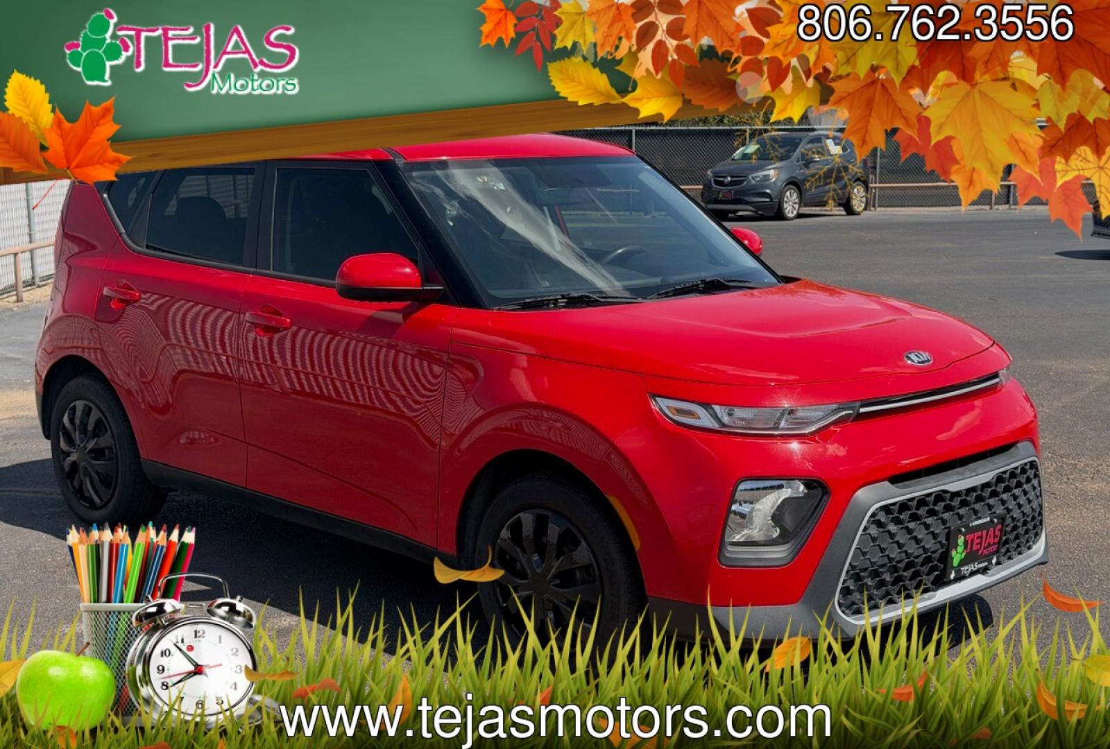 2020 RED /Black Kia Soul LX (KNDJ23AU8L7) with an 2L I-4 DOHC, D-CVVT variable valve control, regular unleaded, engine with 147HP engine, Automatic transmission, located at 4110 Avenue Q, Lubbock, 79412, 33.556553, -101.855820 -- Photo#2