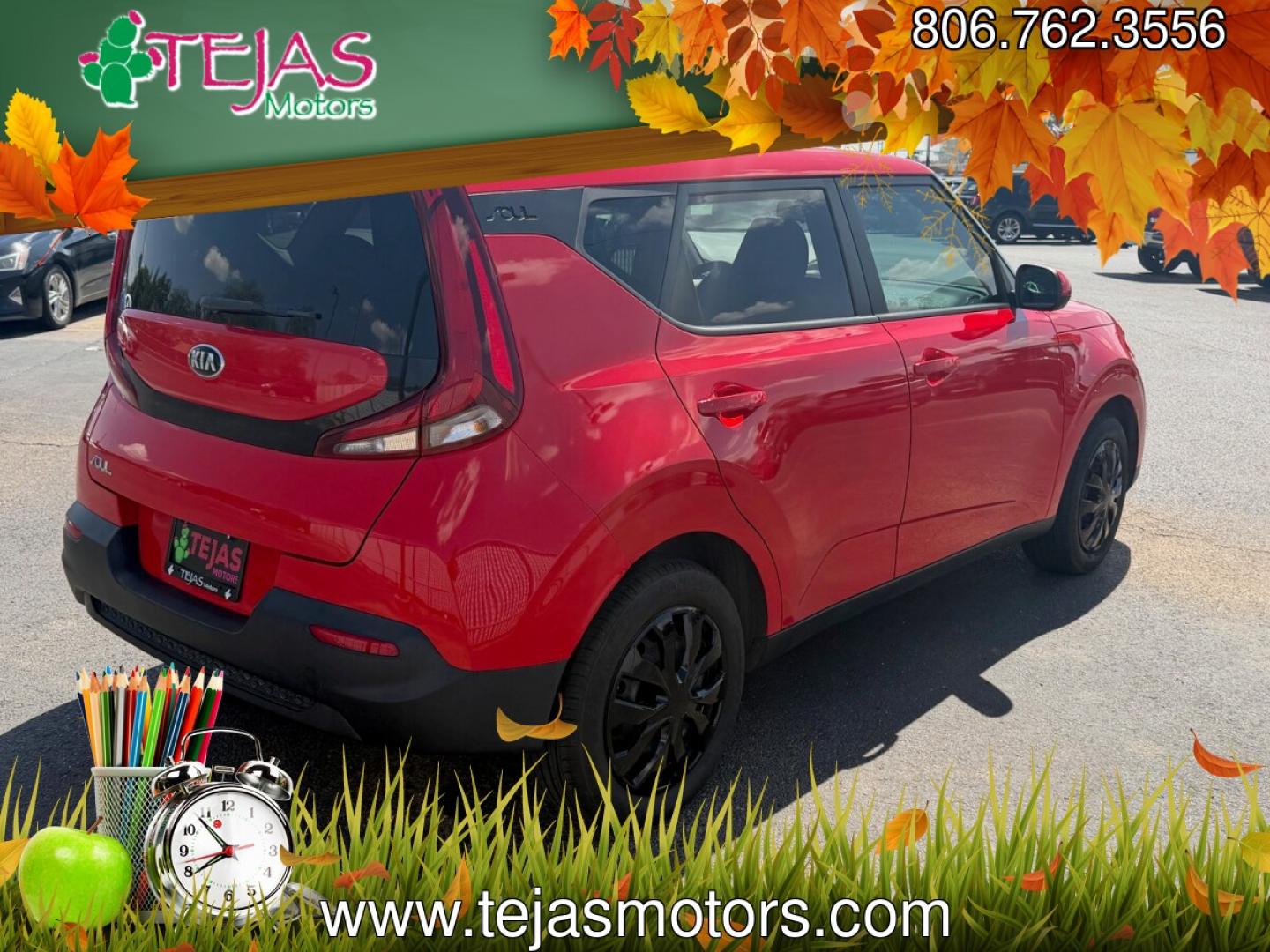 2020 RED /Black Kia Soul LX (KNDJ23AU8L7) with an 2L I-4 DOHC, D-CVVT variable valve control, regular unleaded, engine with 147HP engine, Automatic transmission, located at 4110 Avenue Q, Lubbock, 79412, 33.556553, -101.855820 -- Photo#3