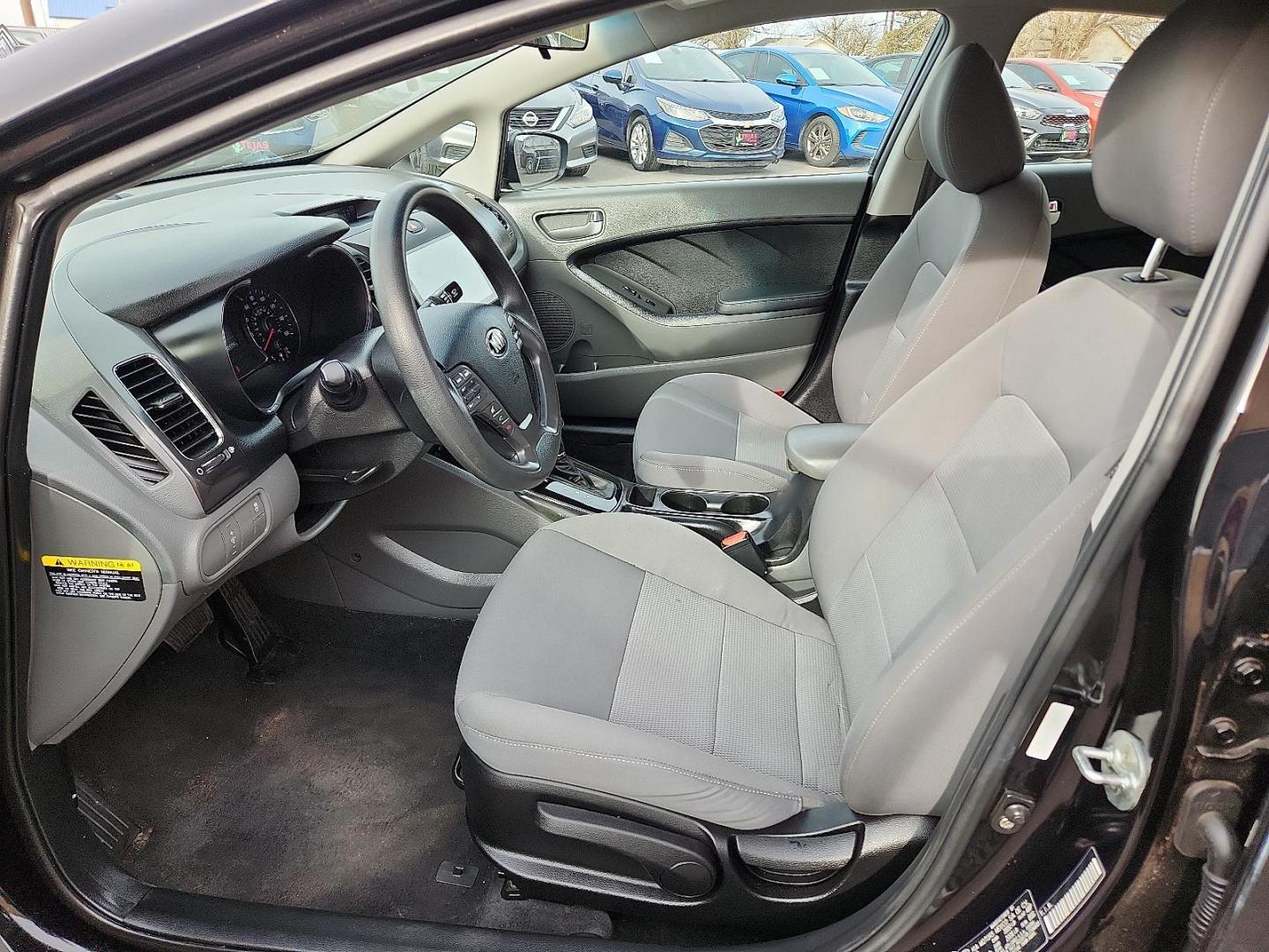 2018 BLACK Kia Forte LX (3KPFK4A78JE) with an 2L I-4 DOHC, D-CVVT variable valve control, regular unleaded, engine with 147HP engine, located at 4110 Avenue Q, Lubbock, 79412, 33.556553, -101.855820 - 01/29/2026 KEY IN ENVELOPE GOD - Photo#6