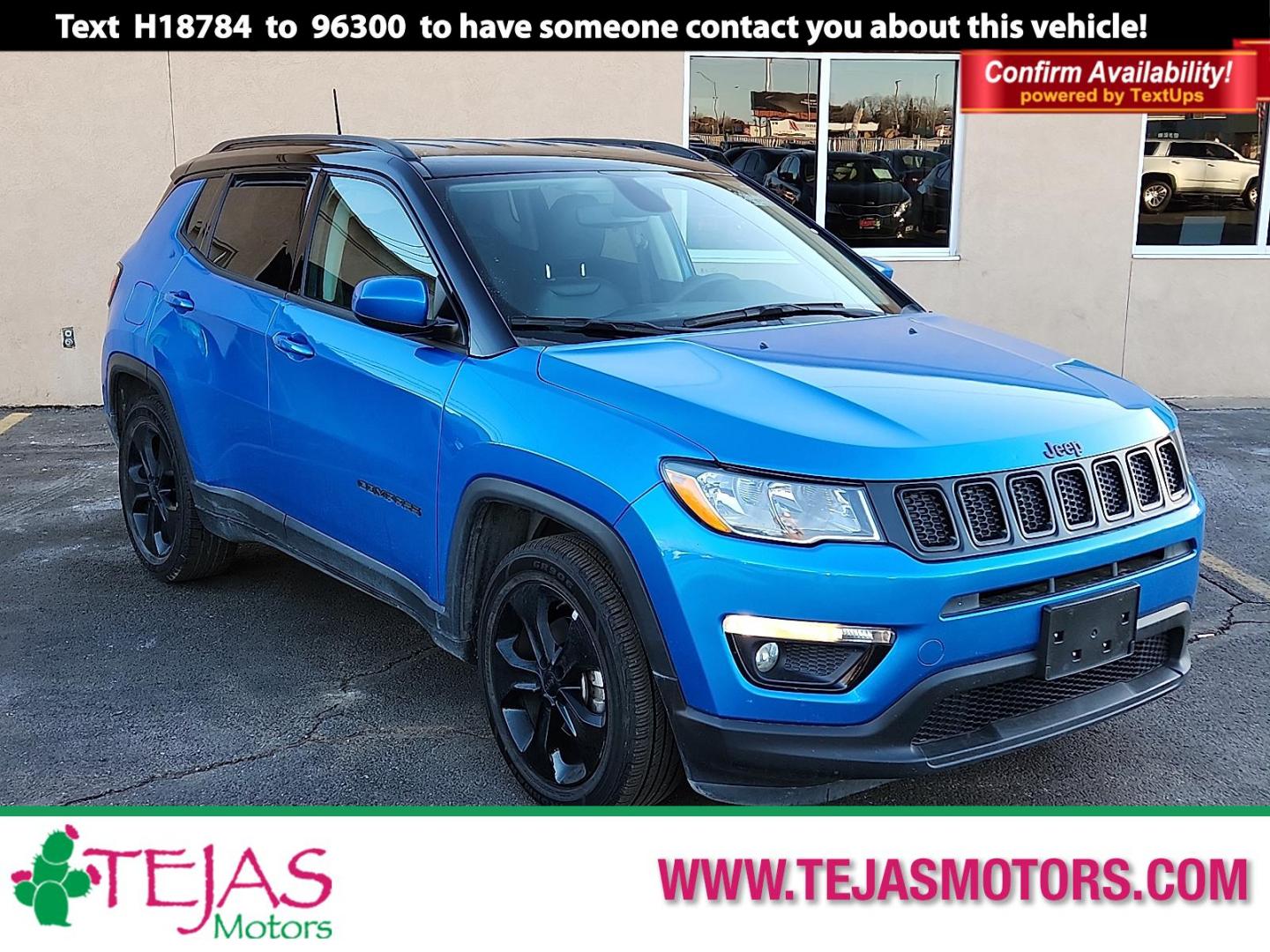 2019 BLUE Jeep Compass Altitude FWD (3C4NJCBB3KT) with an 2.4L I-4 variable valve control, regular unleaded, engine with 180HP engine, located at 4110 Avenue Q, Lubbock, 79412, 33.556553, -101.855820 - Photo#0