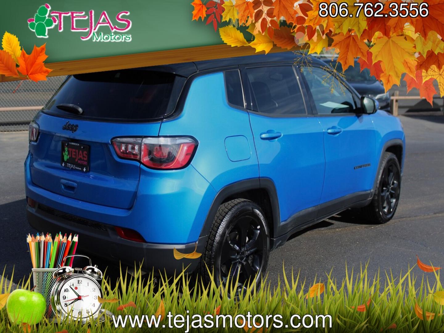 2019 BLUE Jeep Compass Altitude FWD (3C4NJCBB3KT) with an 2.4L I-4 variable valve control, regular gasoline, engine with 180HP engine, located at 4110 Avenue Q, Lubbock, 79412, 33.556553, -101.855820- Photo#2