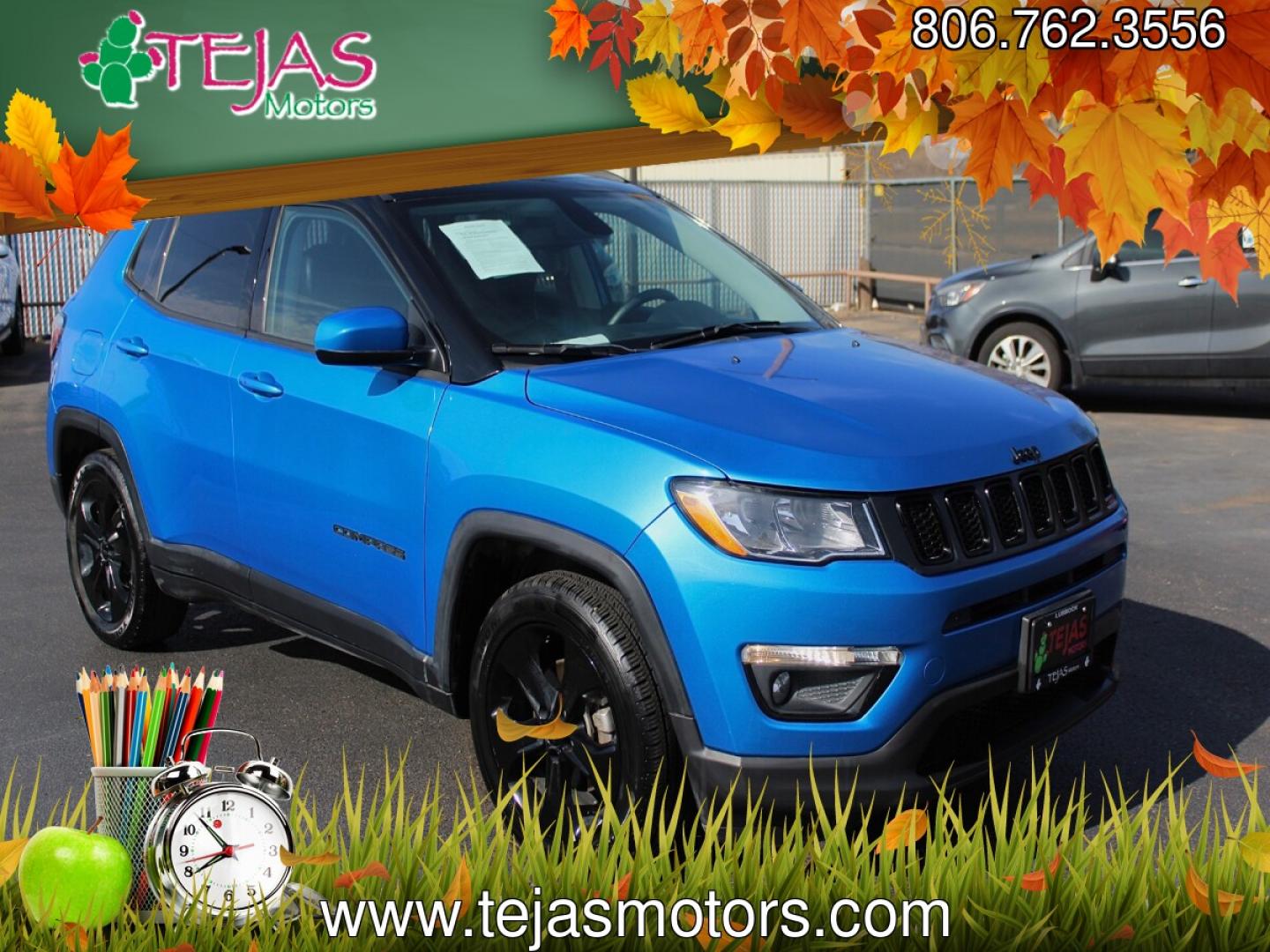 2019 BLUE Jeep Compass Altitude FWD (3C4NJCBB3KT) with an 2.4L I-4 variable valve control, regular gasoline, engine with 180HP engine, located at 4110 Avenue Q, Lubbock, 79412, 33.556553, -101.855820- Photo#0