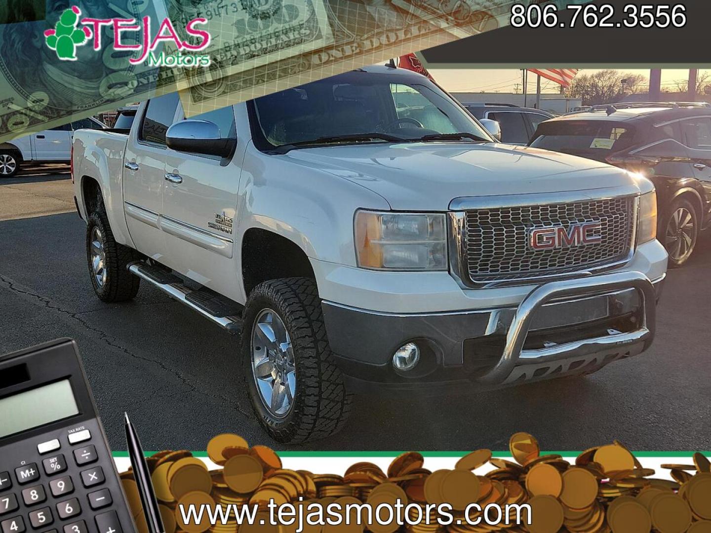 2013 WHITE GMC Sierra 1500 SLE (3GTP1VE09DG) with an Vortec 5.3L VVT V8 SFI Flex Fuel Engine engine, located at 4110 Avenue Q, Lubbock, 79412, 33.556553, -101.855820- Photo#0