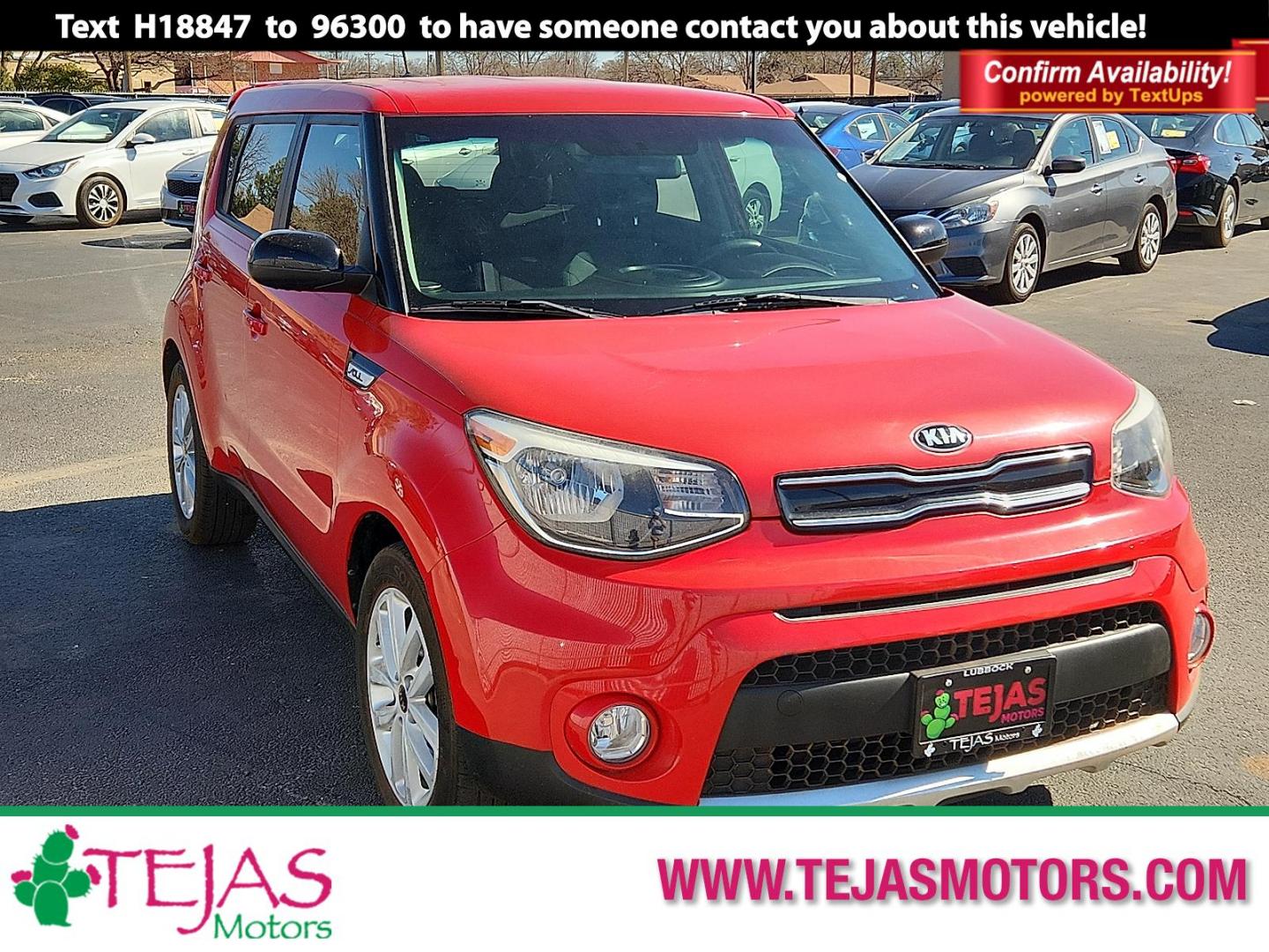 2017 RED Kia Soul + (KNDJP3A51H7) with an 2L I-4 gasoline direct injection, DOHC, variable valve control, regular unleaded, engine with 161HP engine, located at 4110 Avenue Q, Lubbock, 79412, 33.556553, -101.855820 - Photo#0