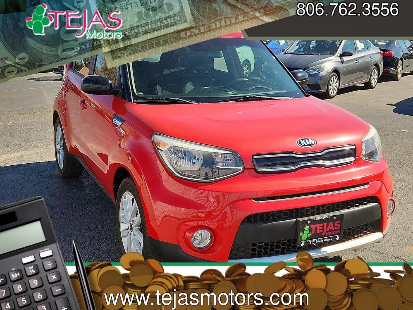 2017 RED Kia Soul + (KNDJP3A51H7) with an 2L I-4 gasoline direct injection, DOHC, variable valve control, regular unleaded, engine with 161HP engine, located at 4110 Avenue Q, Lubbock, 79412, 33.556553, -101.855820 - 02/11/2026 KEY IN ENVELOPE GOD- Photo#0