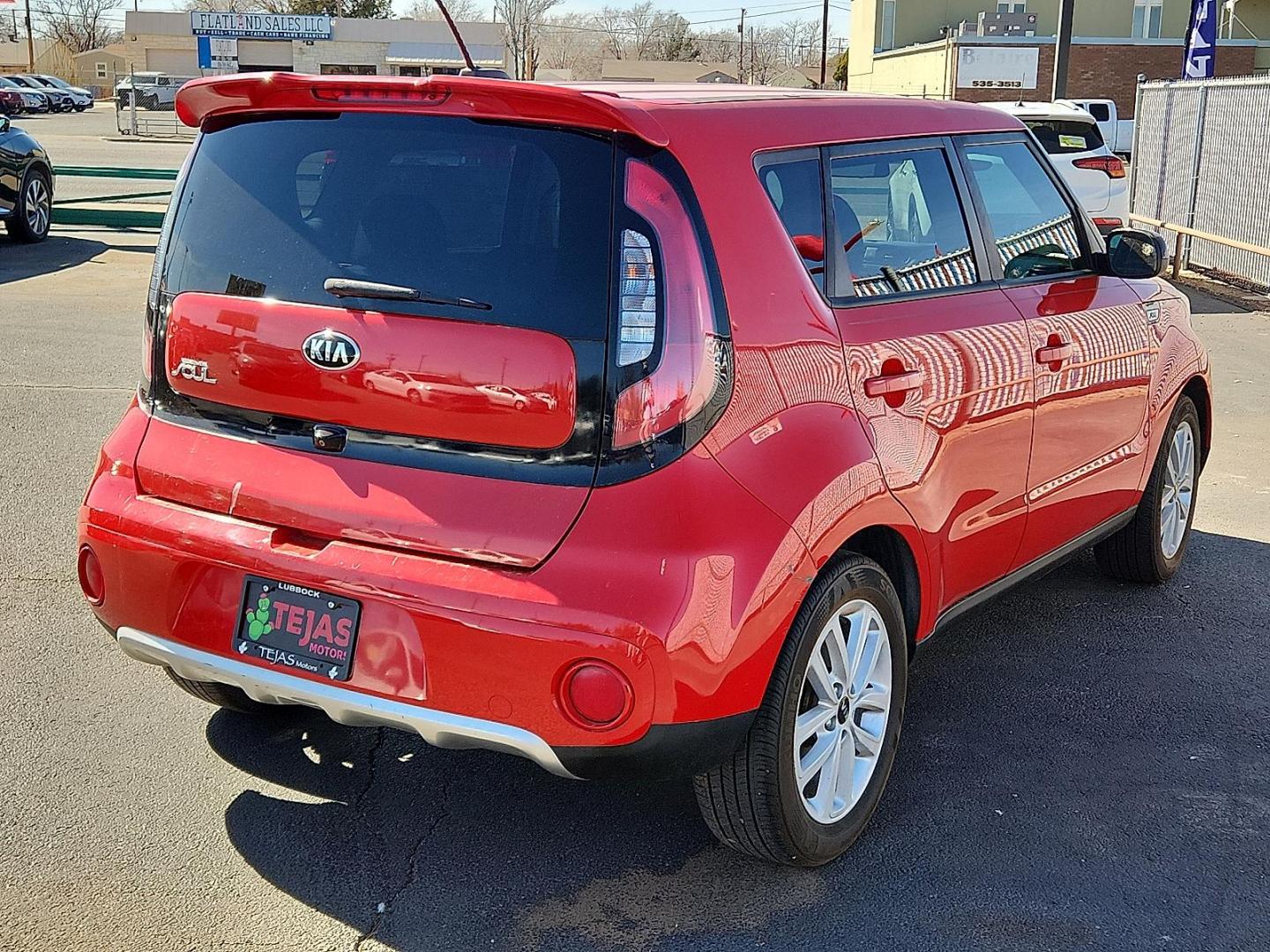 2017 RED Kia Soul + (KNDJP3A51H7) with an 2L I-4 gasoline direct injection, DOHC, variable valve control, regular unleaded, engine with 161HP engine, located at 4110 Avenue Q, Lubbock, 79412, 33.556553, -101.855820 - Photo#2