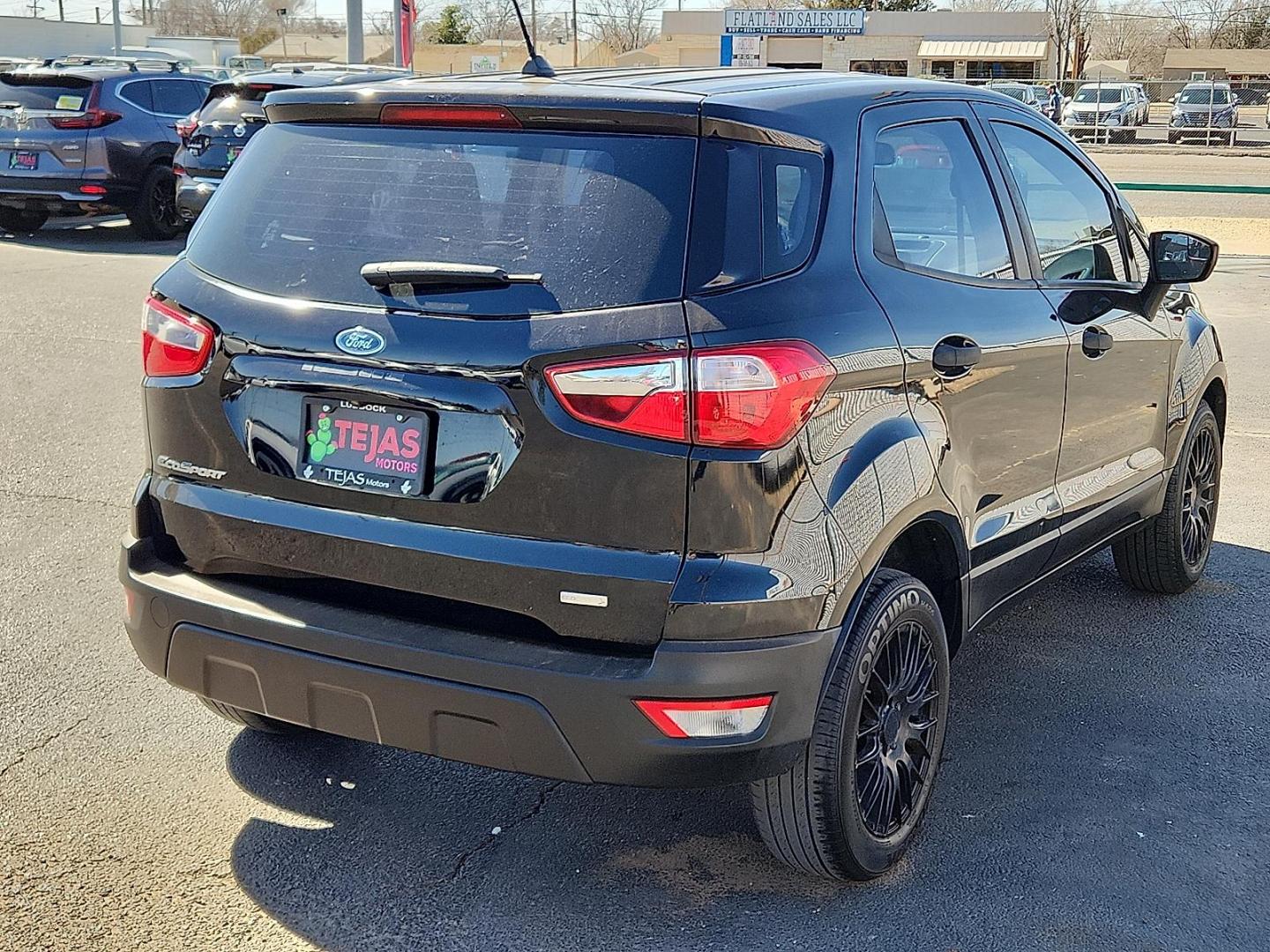 2019 BLACK Ford EcoSport S (MAJ3S2FE4KC) with an EcoBoost 1L I-3 gasoline direct injection, DOHC, variable valve control, intercooled turbo, regular unleaded, engine with 123HP engine, located at 4110 Avenue Q, Lubbock, 79412, 33.556553, -101.855820 - 02/19/2026 KEY IN ENVELOPE GOD - Photo#1