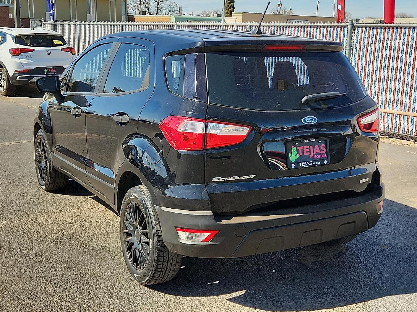 2019 BLACK Ford EcoSport S (MAJ3S2FE4KC) with an EcoBoost 1L I-3 gasoline direct injection, DOHC, variable valve control, intercooled turbo, regular unleaded, engine with 123HP engine, located at 4110 Avenue Q, Lubbock, 79412, 33.556553, -101.855820 - 02/19/2026 KEY IN ENVELOPE GOD - Photo#2