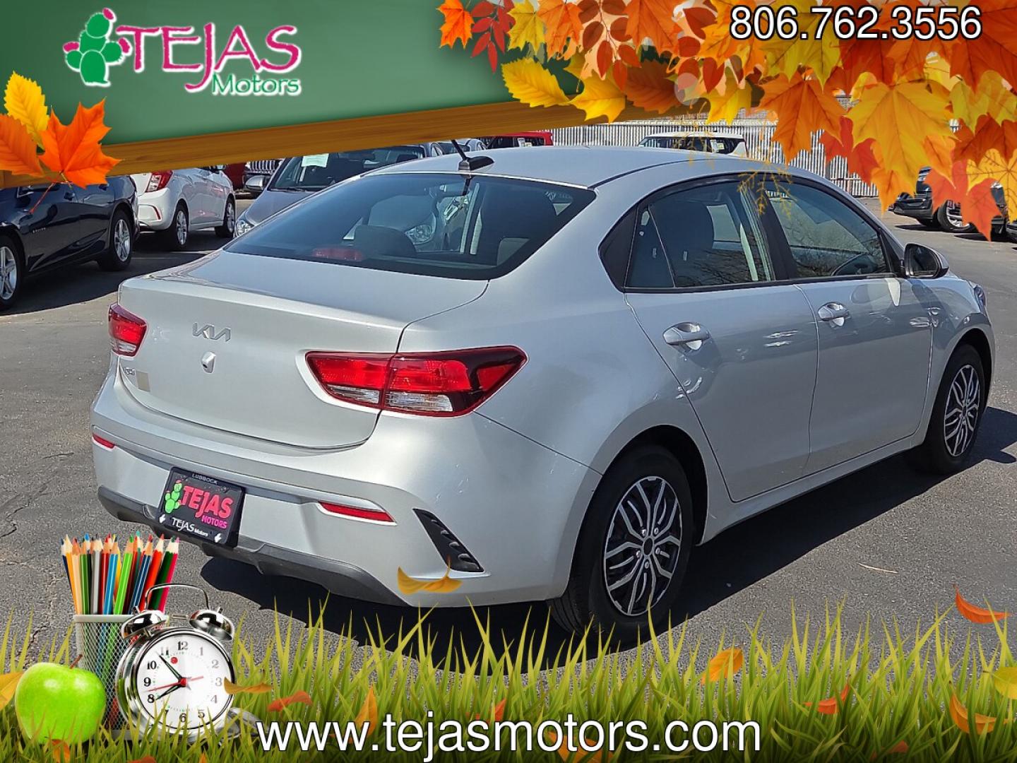 2022 Silky Silver - 4SS /Black - WK Kia Rio S (3KPA24ADXNE) with an Gamma-II 1.6L I-4 DOHC, variable valve control, regular unleaded, engine with 120HP engine, located at 4110 Avenue Q, Lubbock, 79412, 33.556553, -101.855820- Photo#2