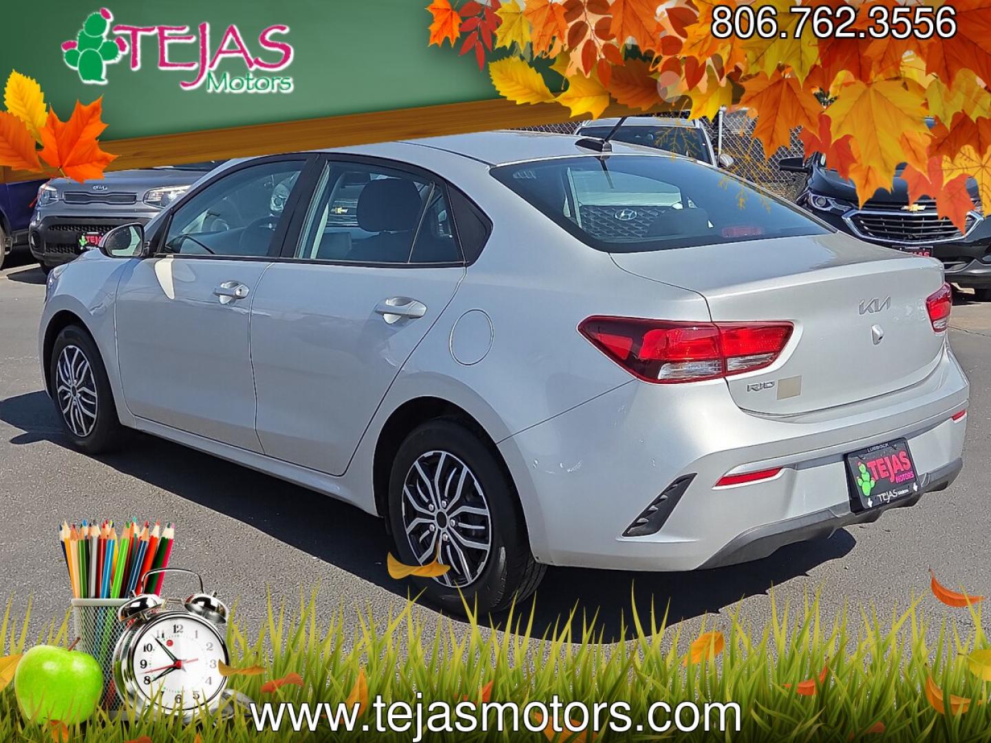 2022 Silky Silver - 4SS /Black - WK Kia Rio S (3KPA24ADXNE) with an Gamma-II 1.6L I-4 DOHC, variable valve control, regular unleaded, engine with 120HP engine, located at 4110 Avenue Q, Lubbock, 79412, 33.556553, -101.855820- Photo#3