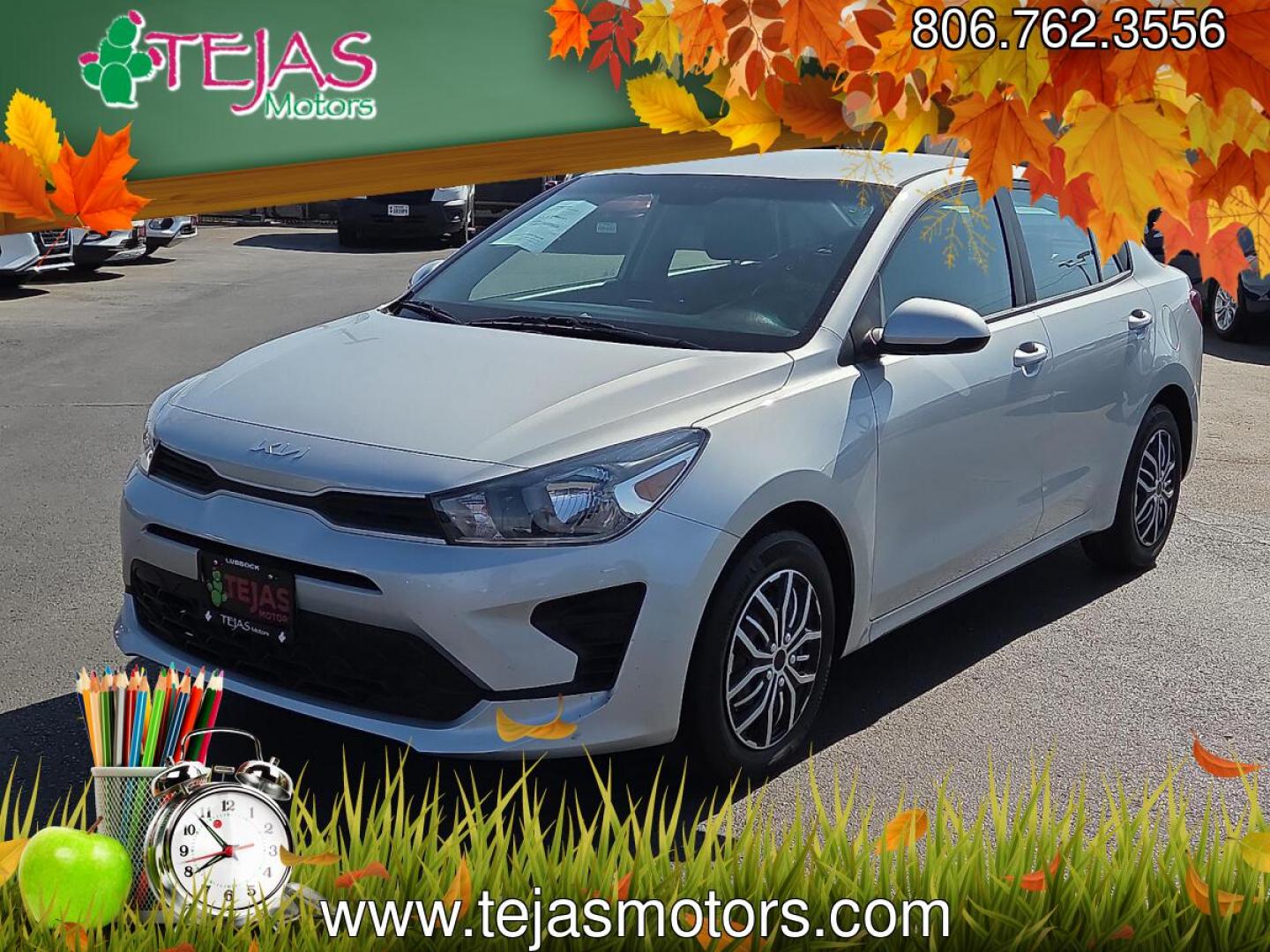 2022 Silky Silver - 4SS /Black - WK Kia Rio S (3KPA24ADXNE) with an Gamma-II 1.6L I-4 DOHC, variable valve control, regular unleaded, engine with 120HP engine, located at 4110 Avenue Q, Lubbock, 79412, 33.556553, -101.855820- Photo#4