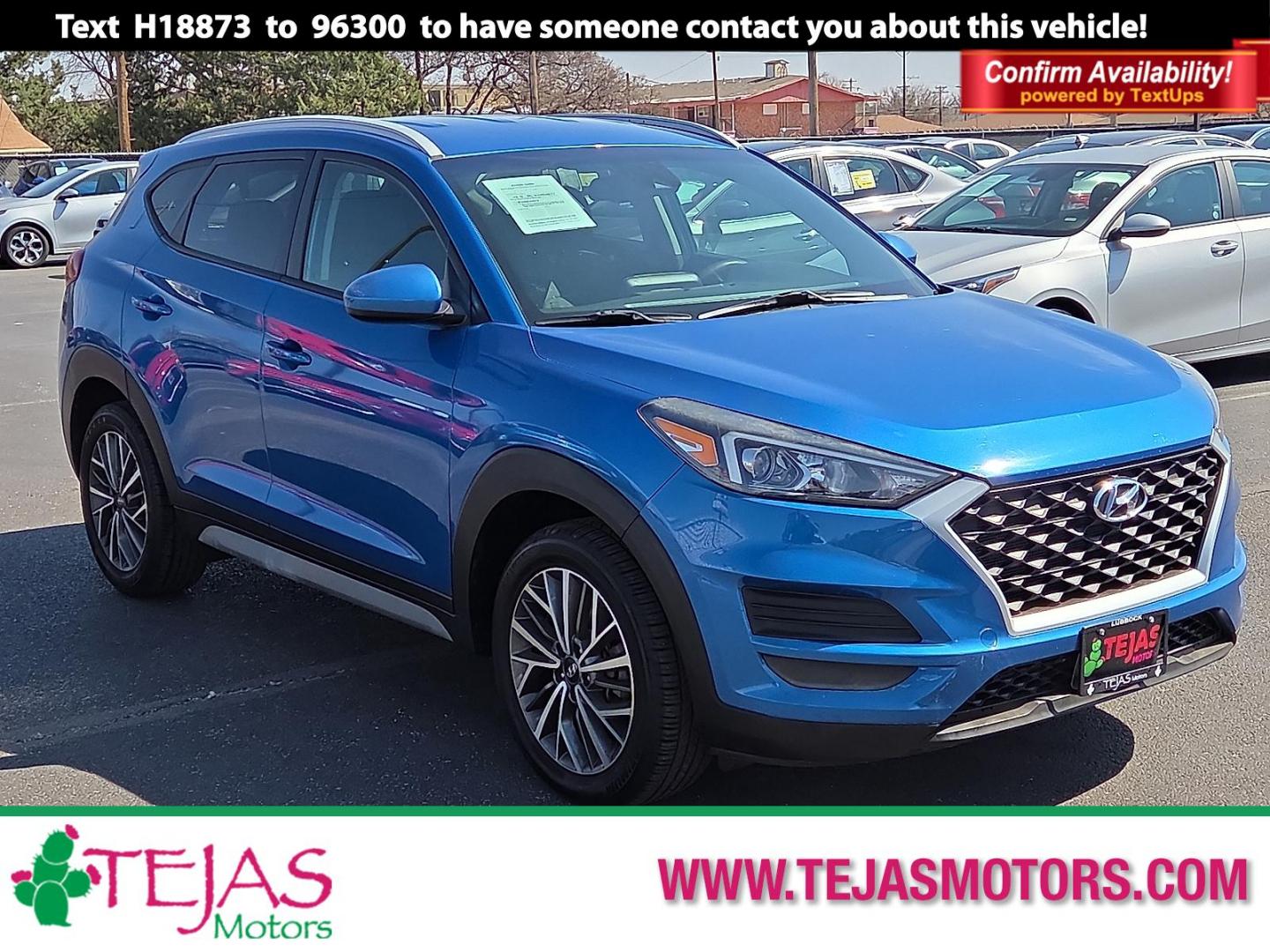 2019 Aqua Blue - R2U /Black - TRY Hyundai Tucson SEL (KM8J3CALXKU) with an Theta 2.4L I-4 gasoline direct injection, DOHC, CVVT variable valve control, regular unleaded, engine with 181HP engine, located at 4110 Avenue Q, Lubbock, 79412, 33.556553, -101.855820 - 03/04/2026 KEY IN ENVELOPE GOD - Photo#0