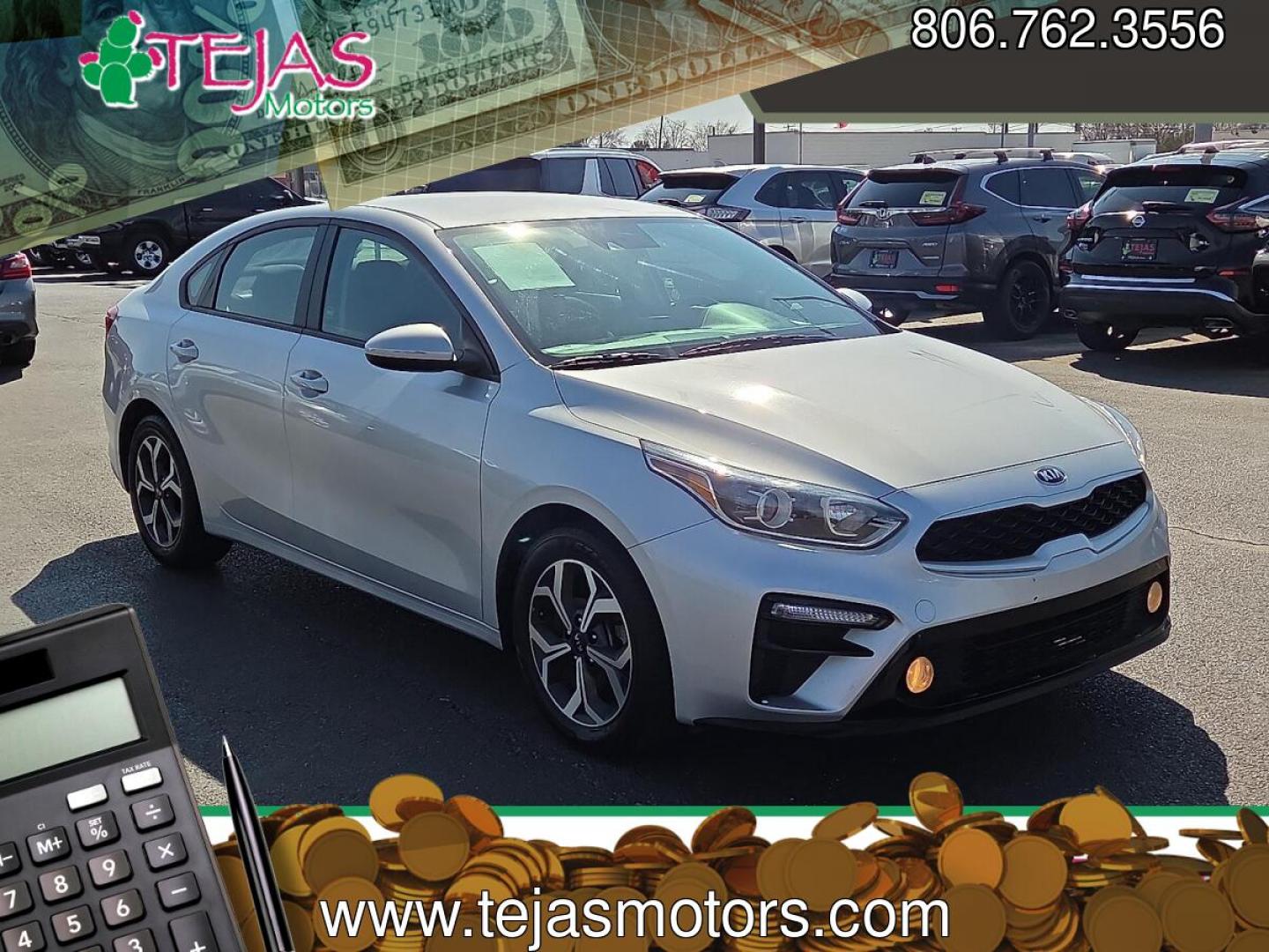 2021 Silky Silver - 4SS /Black - WK Kia Forte LXS (3KPF24AD8ME) with an 2L I-4 DOHC, D-CVVT variable valve control, regular unleaded, engine with 147HP engine, located at 4110 Avenue Q, Lubbock, 79412, 33.556553, -101.855820 - 03/04/2024 KEY IN ENVELOPE GOD- Photo#0