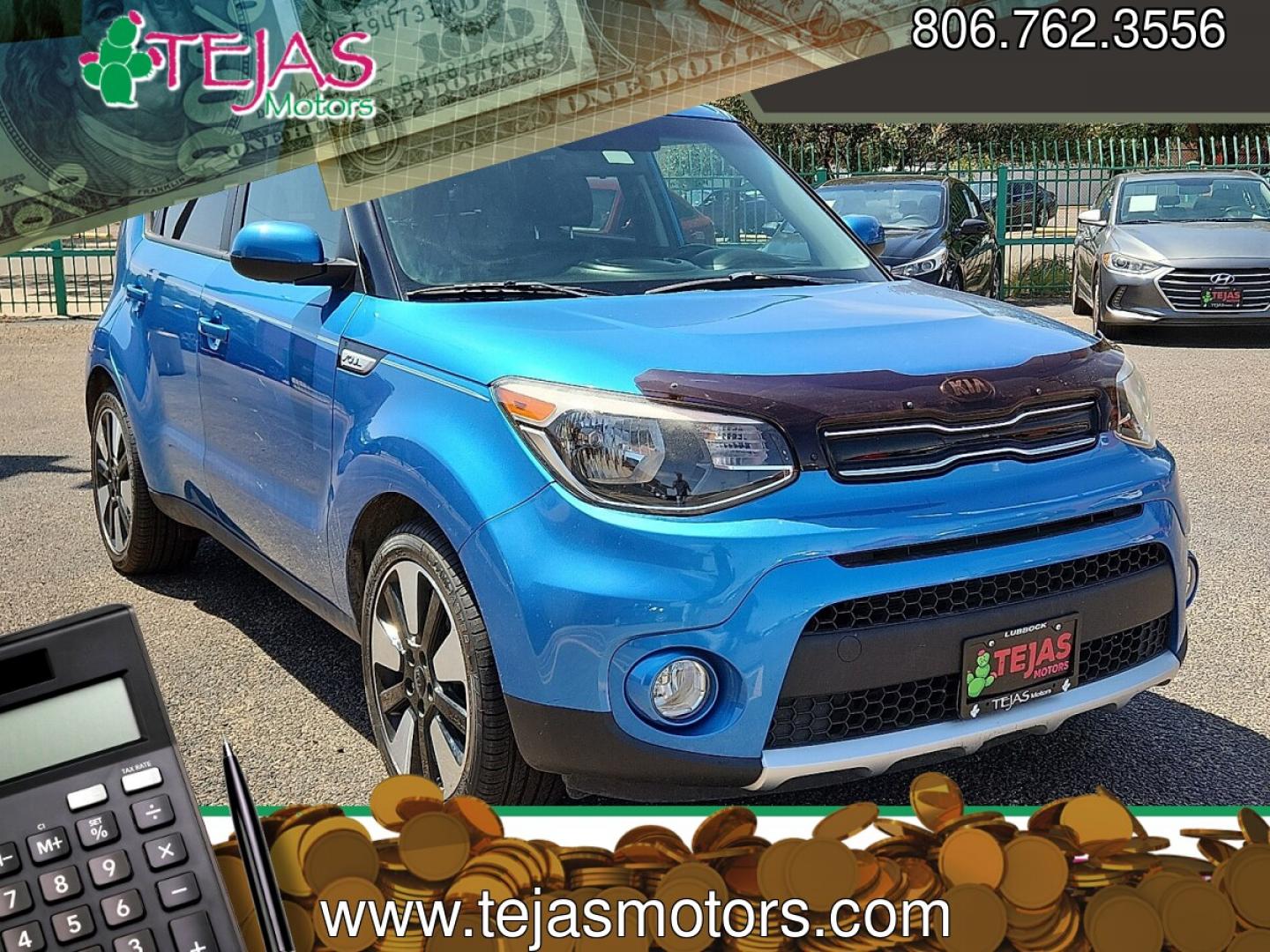 2018 Mysterious Blue - AAP /Black - EQ Kia Soul + (KNDJP3A59J7) with an 2L I-4 gasoline direct injection, DOHC, D-CVVT variable valve control, regular unleaded, engine with 161HP engine, located at 4110 Avenue Q, Lubbock, 79412, 33.556553, -101.855820- Photo#0