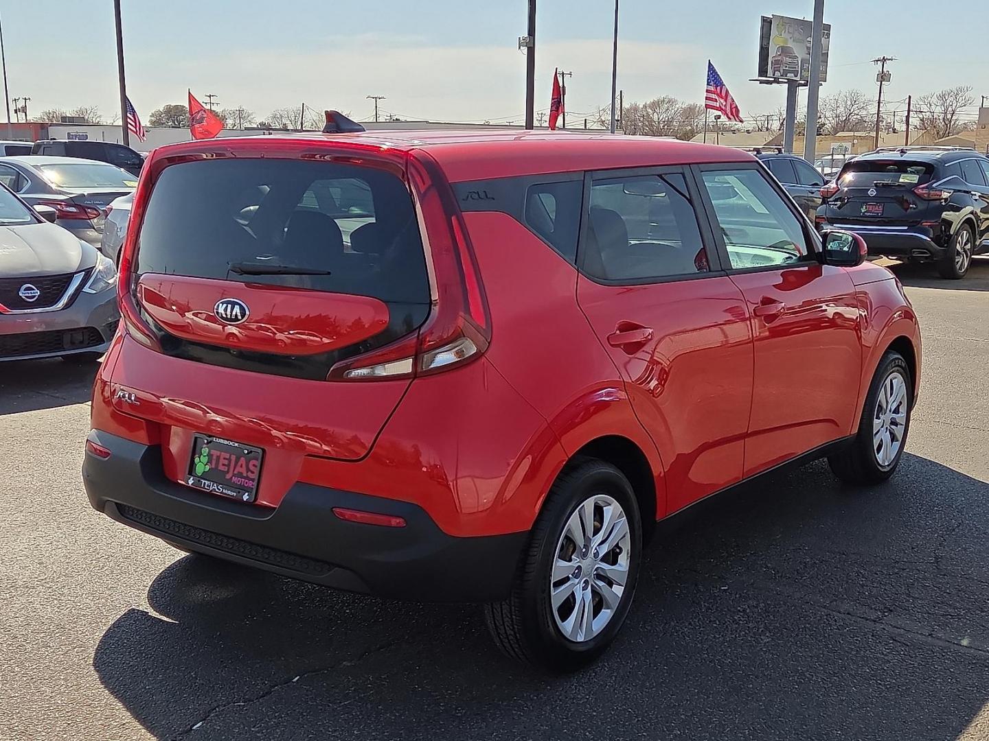 2020 Inferno Red - AJR /Black/Gray - GDM Kia Soul LX (KNDJ23AU7L7) with an 2L I-4 DOHC, D-CVVT variable valve control, regular unleaded, engine with 147HP engine, located at 4110 Avenue Q, Lubbock, 79412, 33.556553, -101.855820 - 03/10/2026 KEY IN ENVELOPE GOD - Photo#2