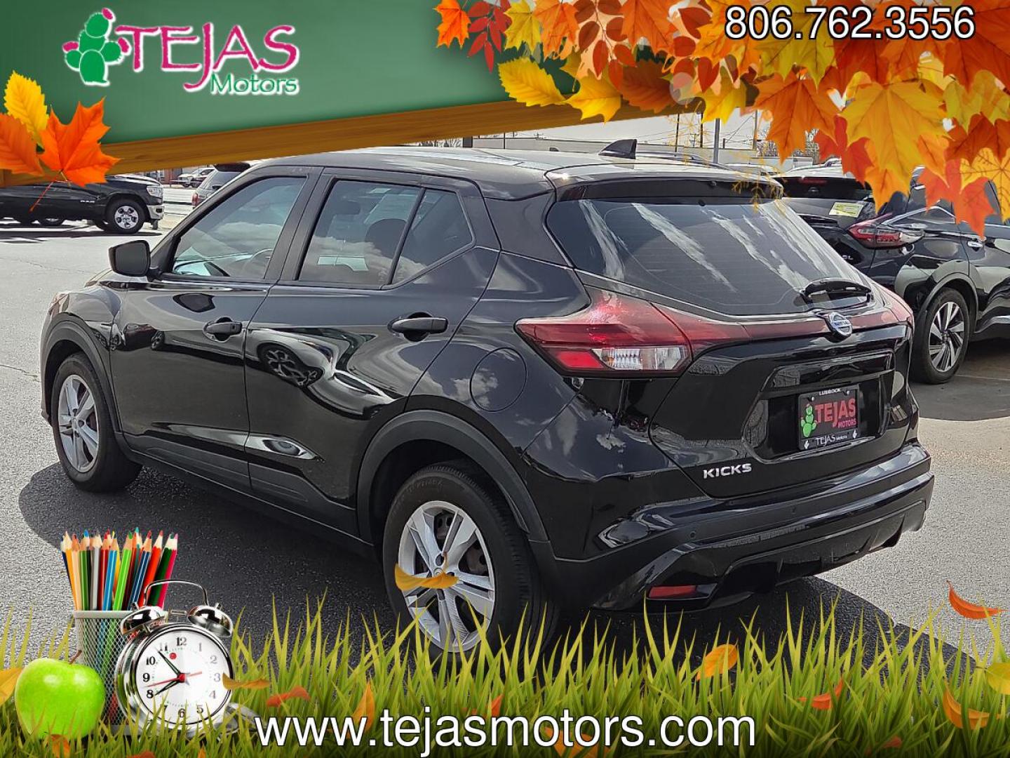 2021 Super Black - KH3 /Charcoal - G Nissan Kicks S Xtronic CVT (3N1CP5BV5ML) with an 1.6L I-4 DOHC, CVTCS variable valve control, regular unleaded, engine with 122HP engine, located at 4110 Avenue Q, Lubbock, 79412, 33.556553, -101.855820 - 03/12/2026 key in envelope god- Photo#3