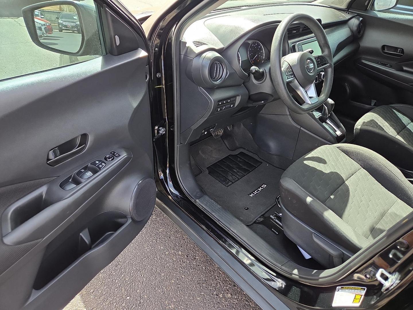 2021 Super Black - KH3 /Charcoal - G Nissan Kicks S Xtronic CVT (3N1CP5BV5ML) with an 1.6L I-4 DOHC, CVTCS variable valve control, regular unleaded, engine with 122HP engine, located at 4110 Avenue Q, Lubbock, 79412, 33.556553, -101.855820 - 03/12/2026 key in envelope god - Photo#8