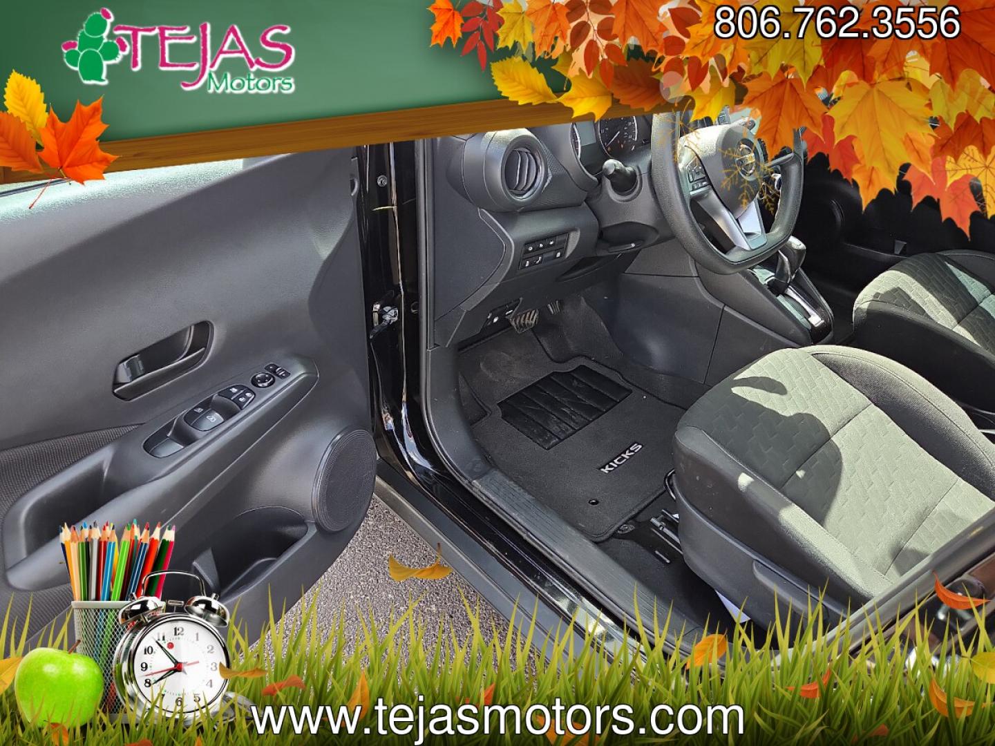 2021 Super Black - KH3 /Charcoal - G Nissan Kicks S Xtronic CVT (3N1CP5BV5ML) with an 1.6L I-4 DOHC, CVTCS variable valve control, regular unleaded, engine with 122HP engine, located at 4110 Avenue Q, Lubbock, 79412, 33.556553, -101.855820 - 03/12/2026 key in envelope god- Photo#8