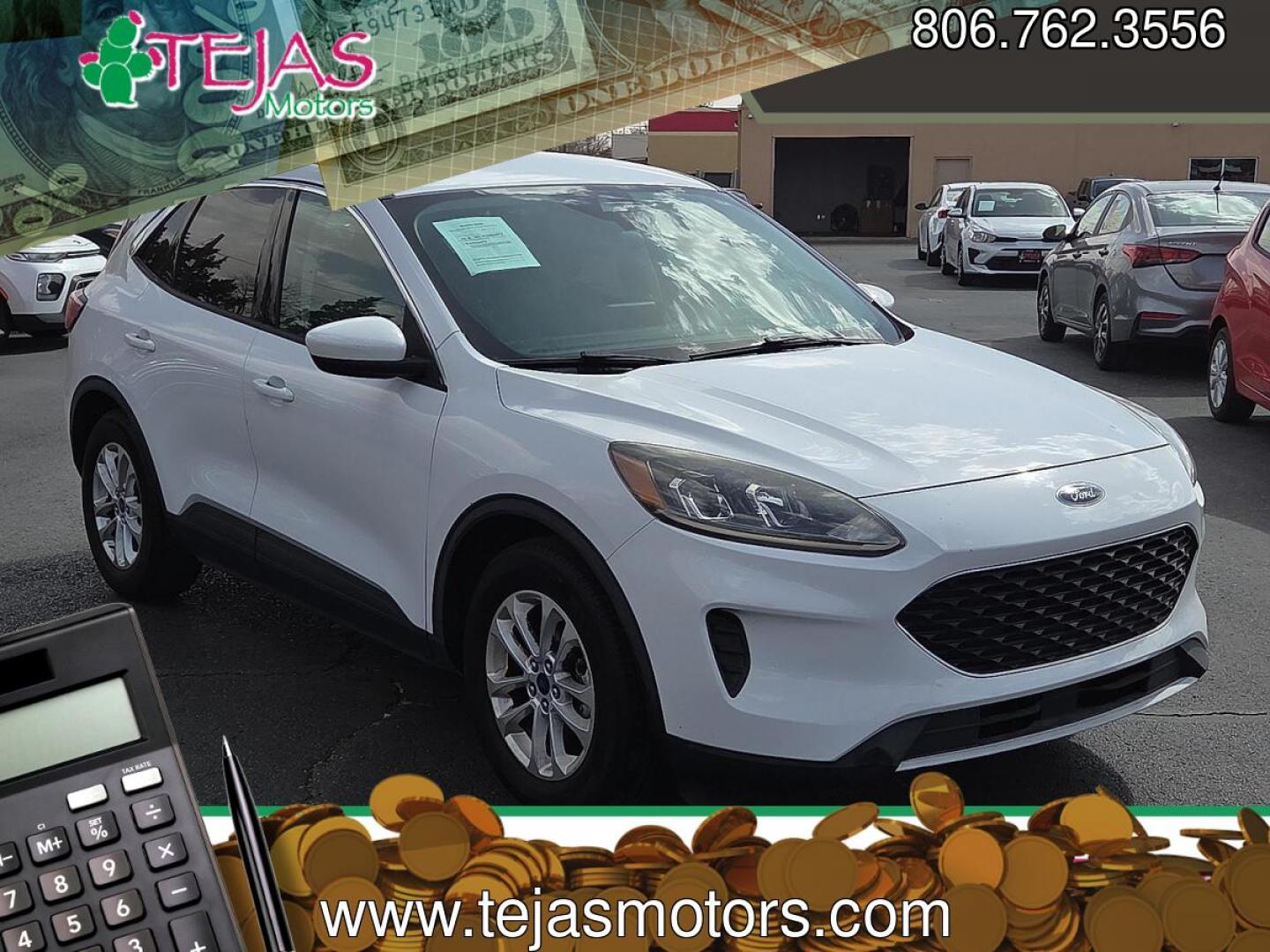 2020 Star White Metallic Tri-Coat - AZ /Dark Earth Gray - 4H Ford Escape SE (1FMCU0G62LU) with an EcoBoost 1.5L I-3 port/direct injection, DOHC, Ti-VCT variable valve control, intercooled turbo, premium unleaded, engine with 181HP engine, located at 4110 Avenue Q, Lubbock, 79412, 33.556553, -101.855820- Photo#0