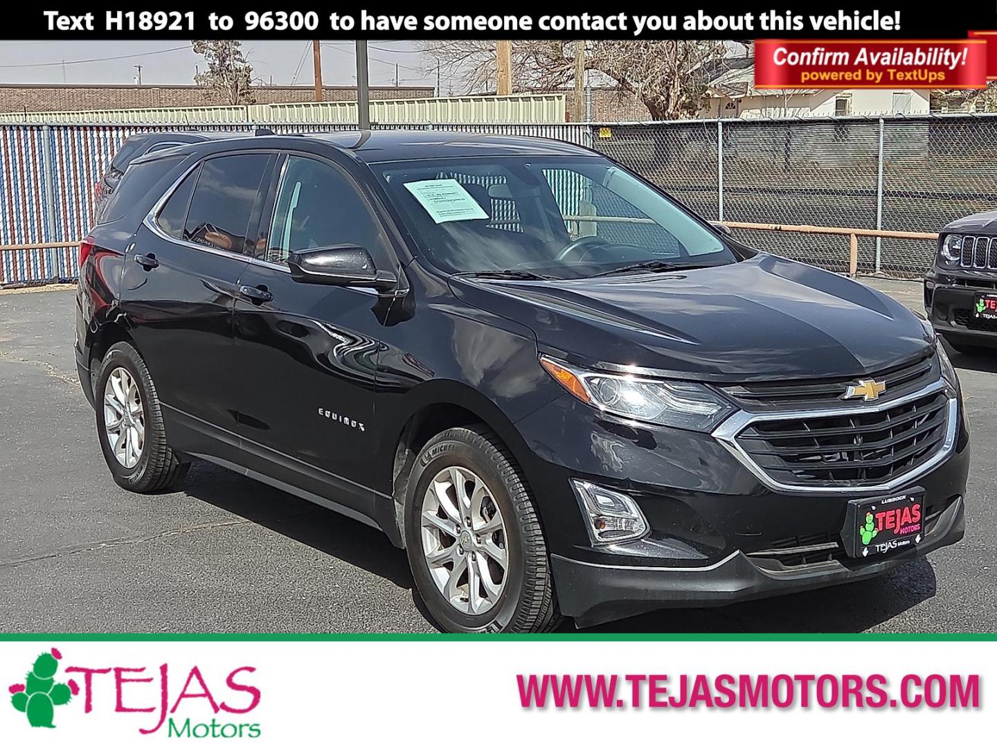 2018 Mosaic Black Metallic - GB8 /Jet Black - H1T Chevrolet Equinox LT (2GNAXJEV0J6) with an 1.5L I-4 gasoline direct injection, DOHC, VVT variable valve control, intercooled turbo, regular unleaded, engine with 170HP engine, located at 4110 Avenue Q, Lubbock, 79412, 33.556553, -101.855820 - 03/10/2026 KEY IN ENVELOPE GOD - Photo#0