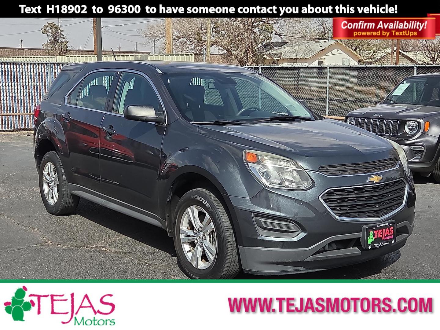 2017 Nightfall Gray Metallic - G7Q /Light Titanium/Jet Black - AFI Chevrolet Equinox LS (2GNALBEK6H1) with an ECOTEC 2.4L I-4 gasoline direct injection, DOHC, VVT variable valve control, regular unleaded, engine with 182HP engine, located at 4110 Avenue Q, Lubbock, 79412, 33.556553, -101.855820 - 03/10/2026 KEY IN ENVELOPE GOD - Photo#0