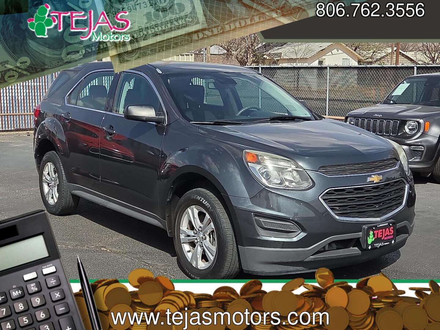 2017 Nightfall Gray Metallic - G7Q /Light Titanium/Jet Black - AFI Chevrolet Equinox LS (2GNALBEK6H1) with an ECOTEC 2.4L I-4 gasoline direct injection, DOHC, VVT variable valve control, regular unleaded, engine with 182HP engine, located at 4110 Avenue Q, Lubbock, 79412, 33.556553, -101.855820 - 03/10/2026 KEY IN ENVELOPE GOD- Photo#0