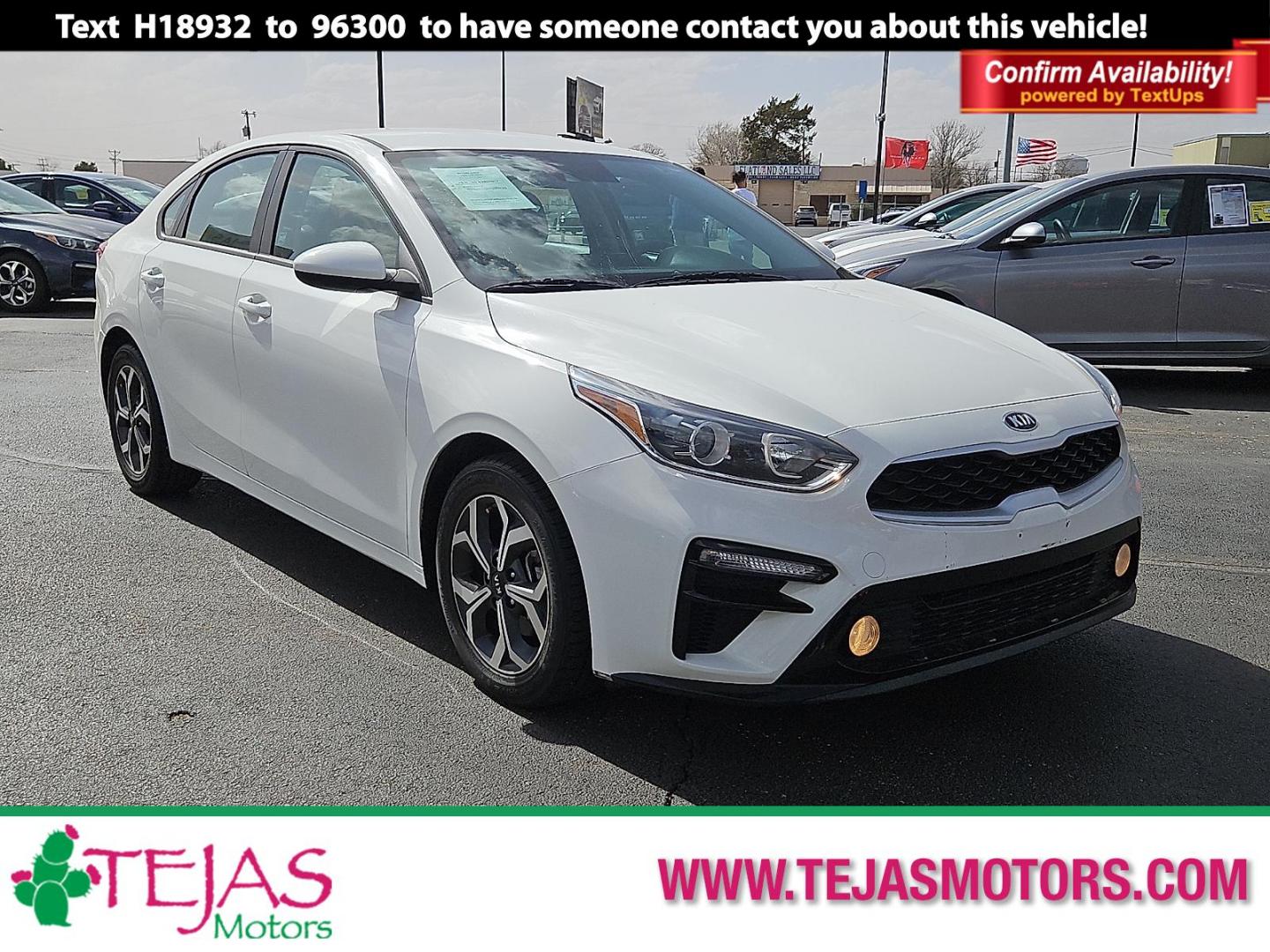 2021 Clear White /Black - WK Kia Forte LXS (3KPF24ADXME) with an 2L I-4 DOHC, D-CVVT variable valve control, regular unleaded, engine with 147HP engine, located at 4110 Avenue Q, Lubbock, 79412, 33.556553, -101.855820 - Photo#0