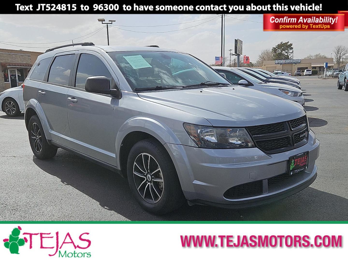 2018 Billet Clearcoat - PSC /Black - X9 Dodge Journey SE (3C4PDCABXJT) with an Tigershark MultiAir 2.4L I-4 DOHC, variable valve control, regular unleaded, engine with 173HP engine, located at 4110 Avenue Q, Lubbock, 79412, 33.556553, -101.855820 - Photo#0