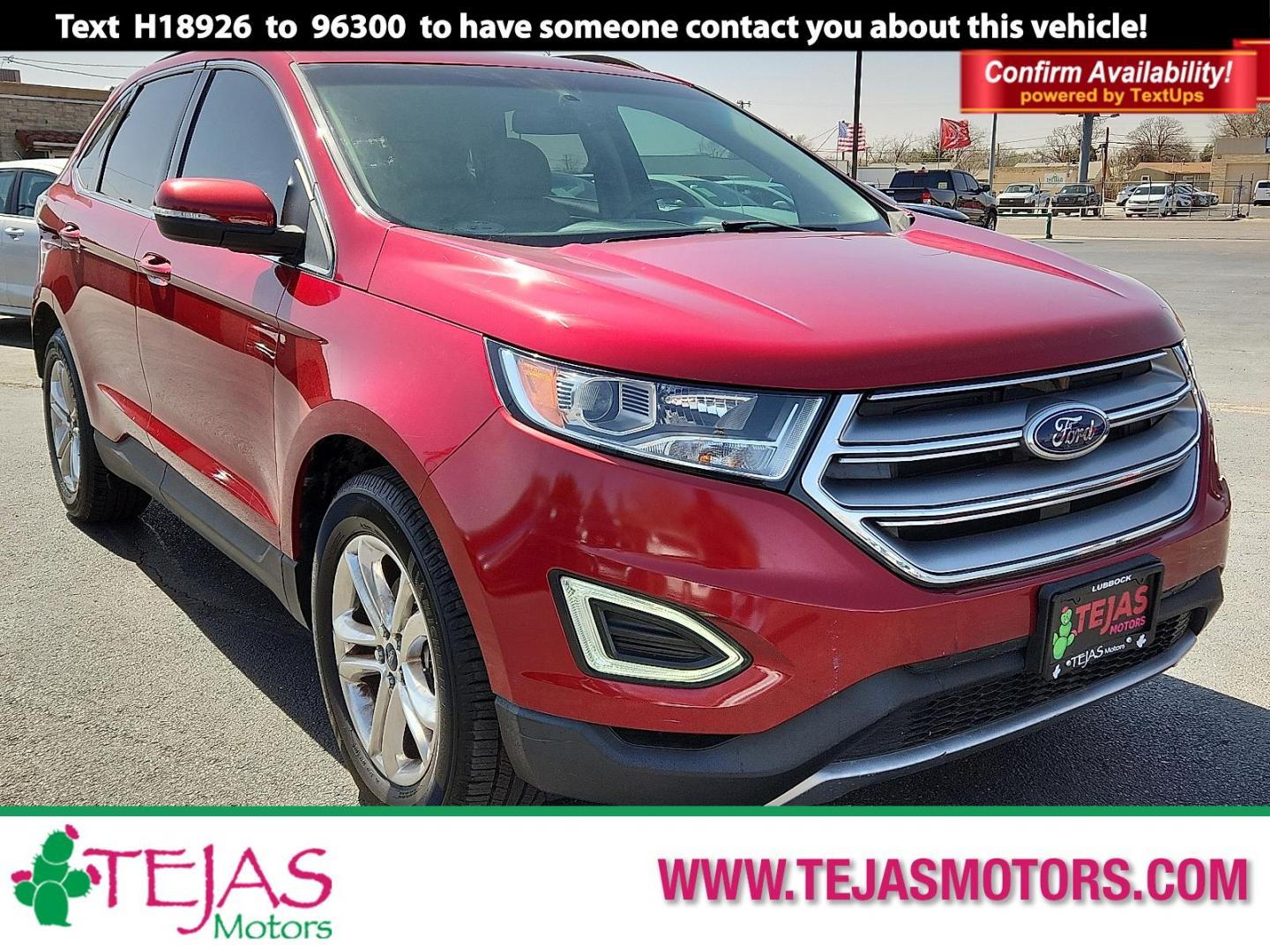 2016 RED /Dune - DD Ford Edge SEL (2FMPK3J97GB) with an EcoBoost 2L I-4 gasoline direct injection, DOHC, variable valve control, intercooled turbo, premium unleaded, engine with 245HP engine, located at 4110 Avenue Q, Lubbock, 79412, 33.556553, -101.855820 - Photo#0