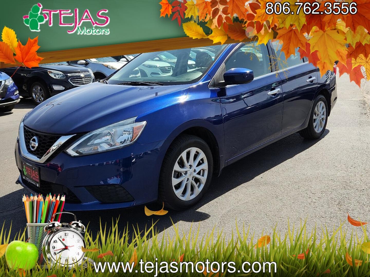 2018 BLUE /Charcoal - G Nissan Sentra SV (3N1AB7AP9JY) with an 1.8L I-4 DOHC, variable valve control, regular unleaded, engine with 124HP engine, located at 4110 Avenue Q, Lubbock, 79412, 33.556553, -101.855820 - 03/17/2026 KEY IN ENVELOPE GOD- Photo#1
