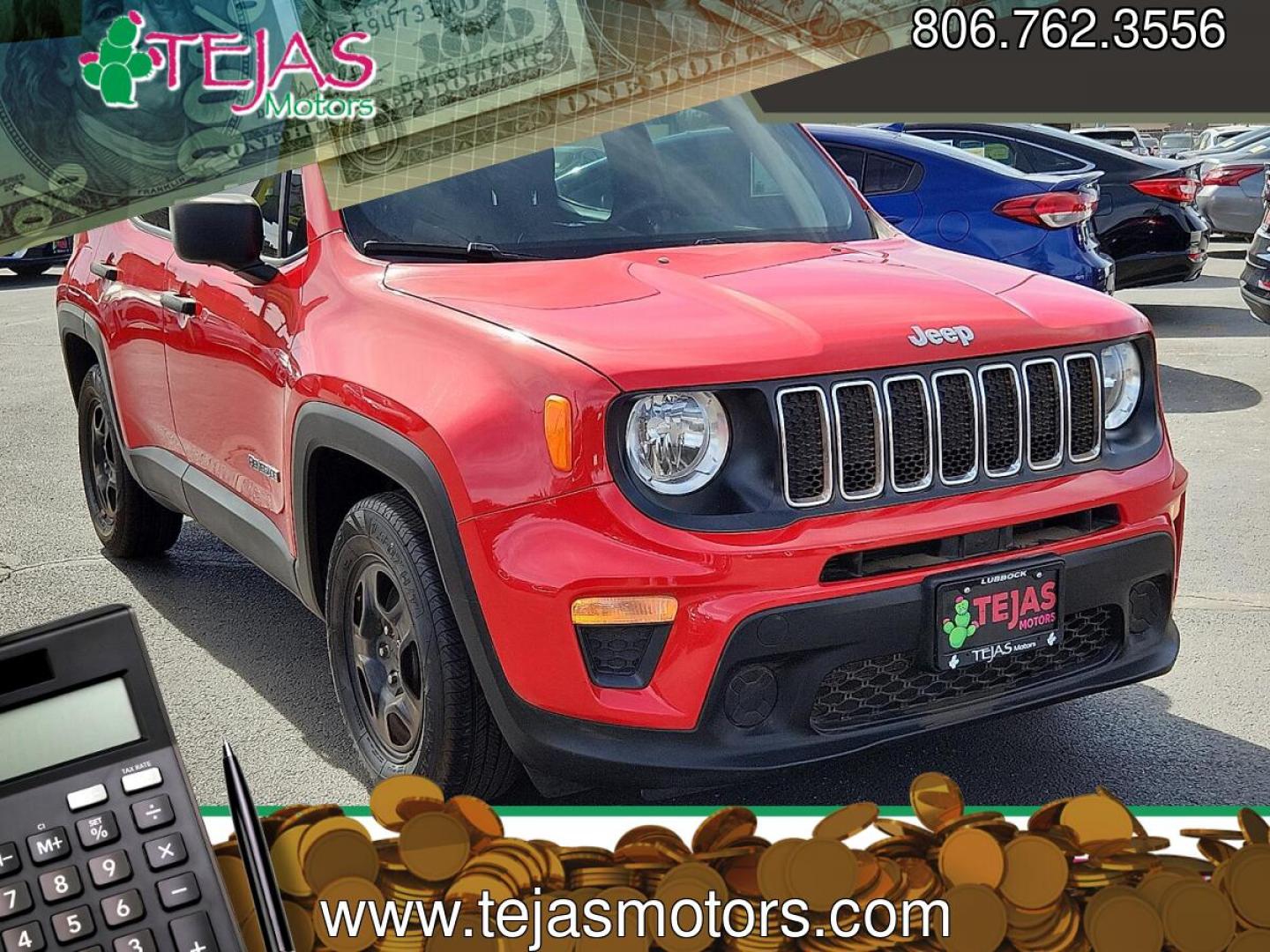 2019 RED /Black - X9 Jeep Renegade Sport FWD (ZACNJAAB6KP) with an Tigershark MultiAir 2.4L I-4 variable valve control, regular unleaded, engine with 180HP engine, located at 4110 Avenue Q, Lubbock, 79412, 33.556553, -101.855820 - 03/17/2026 KEY IN ENVELOPE GOD- Photo#0