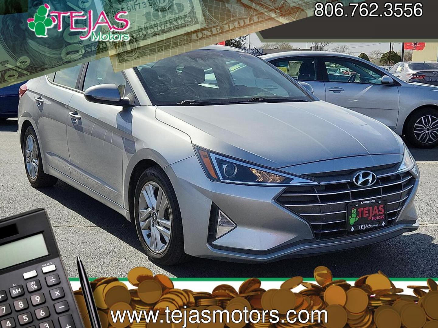 2020 SILVER /Black - C1 Hyundai Elantra SEL (5NPD84LF8LH) with an Nu 2L I-4 DOHC, D-CVVT variable valve control, regular unleaded, engine with 147HP engine, located at 4110 Avenue Q, Lubbock, 79412, 33.556553, -101.855820 - 03/17/2026 KEY IN ENVELOPE GOD- Photo#0