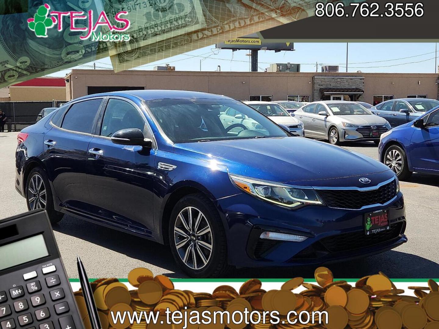 2019 Horizon Blue - M5U /Black - WK Kia Optima LX (5XXGT4L31KG) with an Theta II 2.4L I-4 gasoline direct injection, DOHC, D-CVVT variable valve control, regular unleaded, engine with 185HP engine, located at 4110 Avenue Q, Lubbock, 79412, 33.556553, -101.855820 - 03/24/2026 KEY IN ENVELOPE GOD- Photo#0