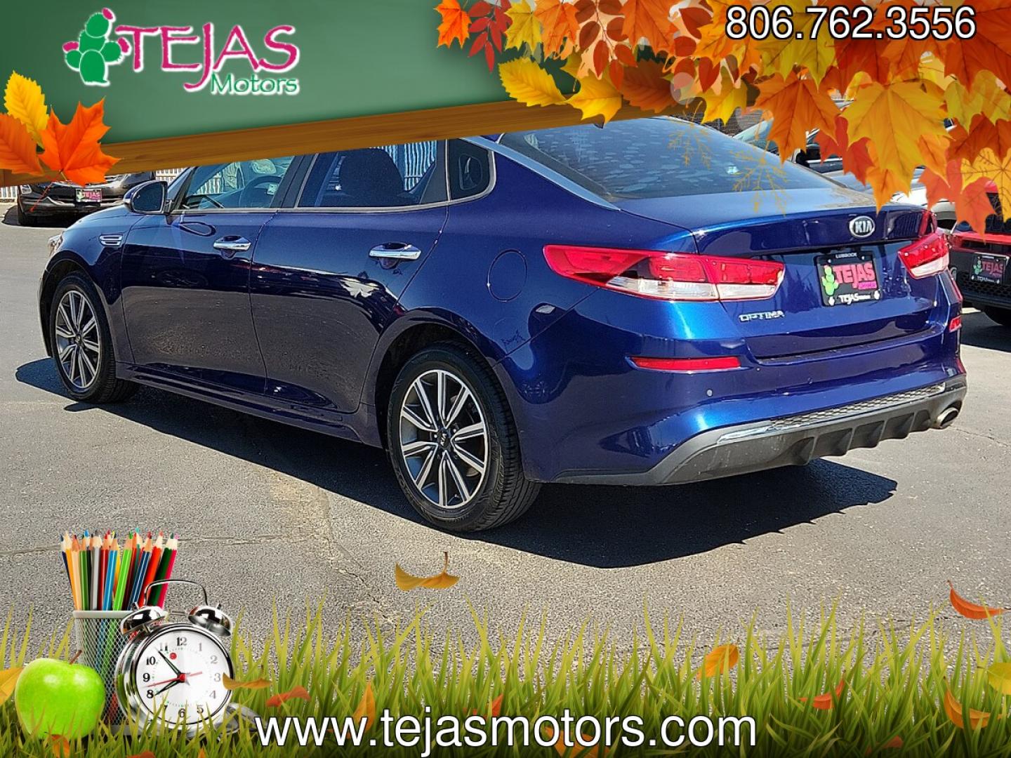 2019 Horizon Blue - M5U /Black - WK Kia Optima LX (5XXGT4L31KG) with an Theta II 2.4L I-4 gasoline direct injection, DOHC, D-CVVT variable valve control, regular unleaded, engine with 185HP engine, located at 4110 Avenue Q, Lubbock, 79412, 33.556553, -101.855820 - 03/24/2026 KEY IN ENVELOPE GOD- Photo#2