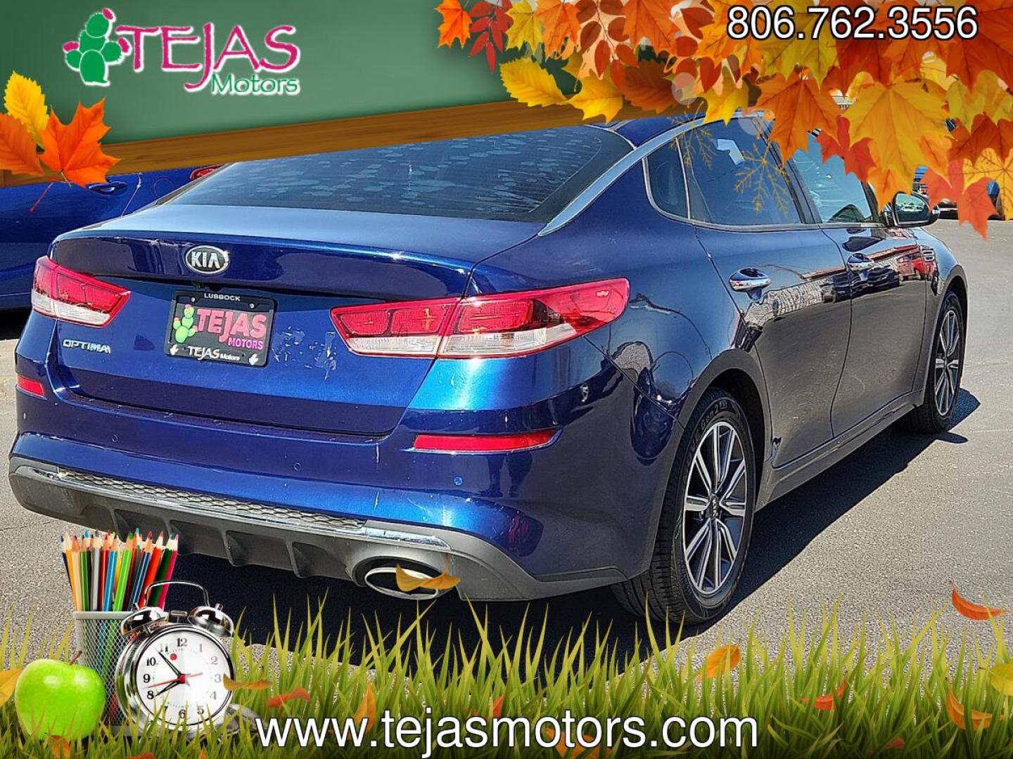 2019 Horizon Blue - M5U /Black - WK Kia Optima LX (5XXGT4L31KG) with an Theta II 2.4L I-4 gasoline direct injection, DOHC, D-CVVT variable valve control, regular unleaded, engine with 185HP engine, located at 4110 Avenue Q, Lubbock, 79412, 33.556553, -101.855820 - 03/24/2026 KEY IN ENVELOPE GOD- Photo#3