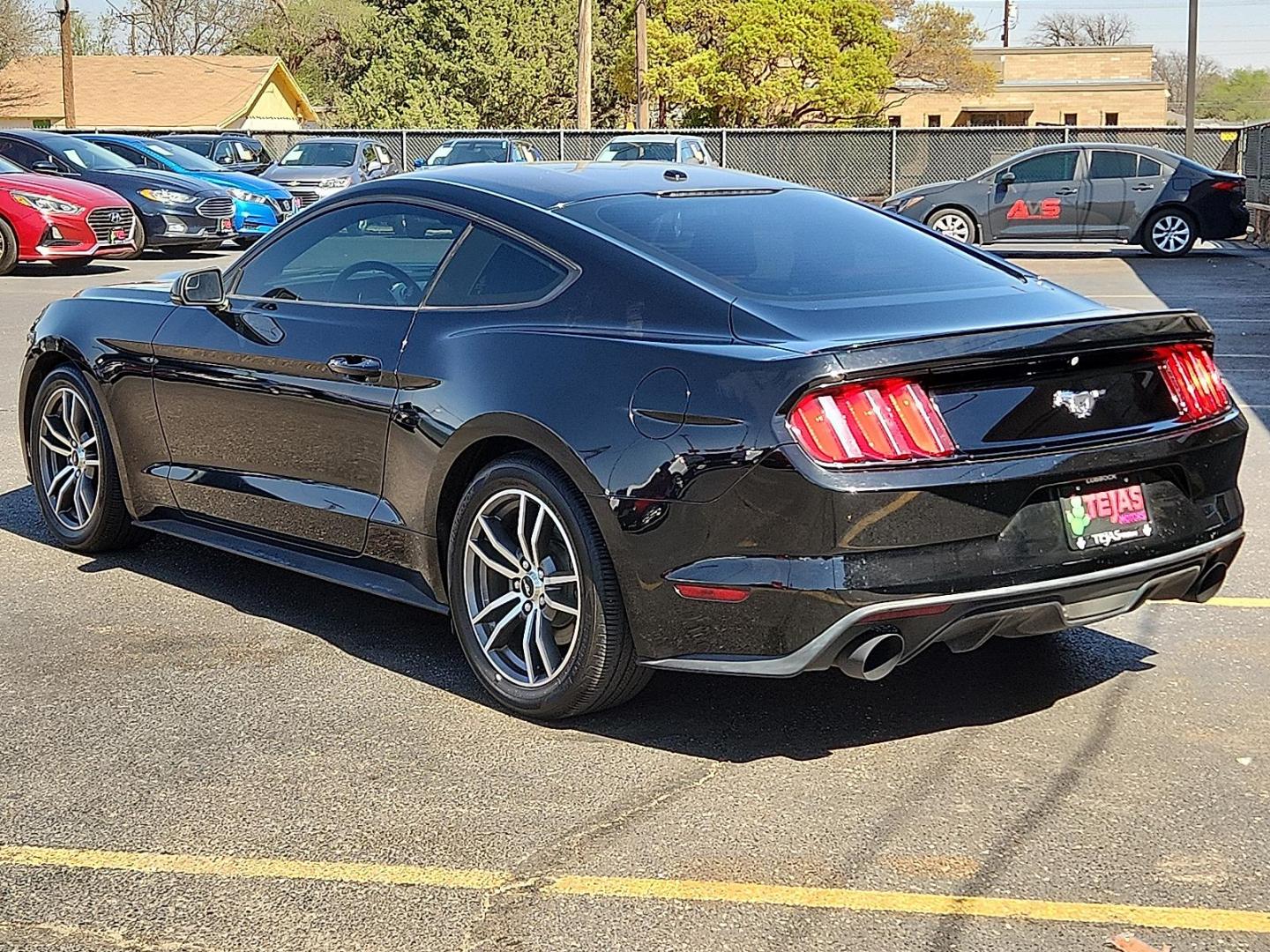 2015 Black /Ebony - 41 Ford Mustang EcoBoost (1FA6P8TH3F5) with an EcoBoost 2.3L I-4 gasoline direct injection, DOHC, variable valve control, intercooled turbo, premium unleaded, engine with 310HP engine, located at 4110 Avenue Q, Lubbock, 79412, 33.556553, -101.855820 - 03/24/2026 KEY IN ENVELOPE GOD - Photo#2