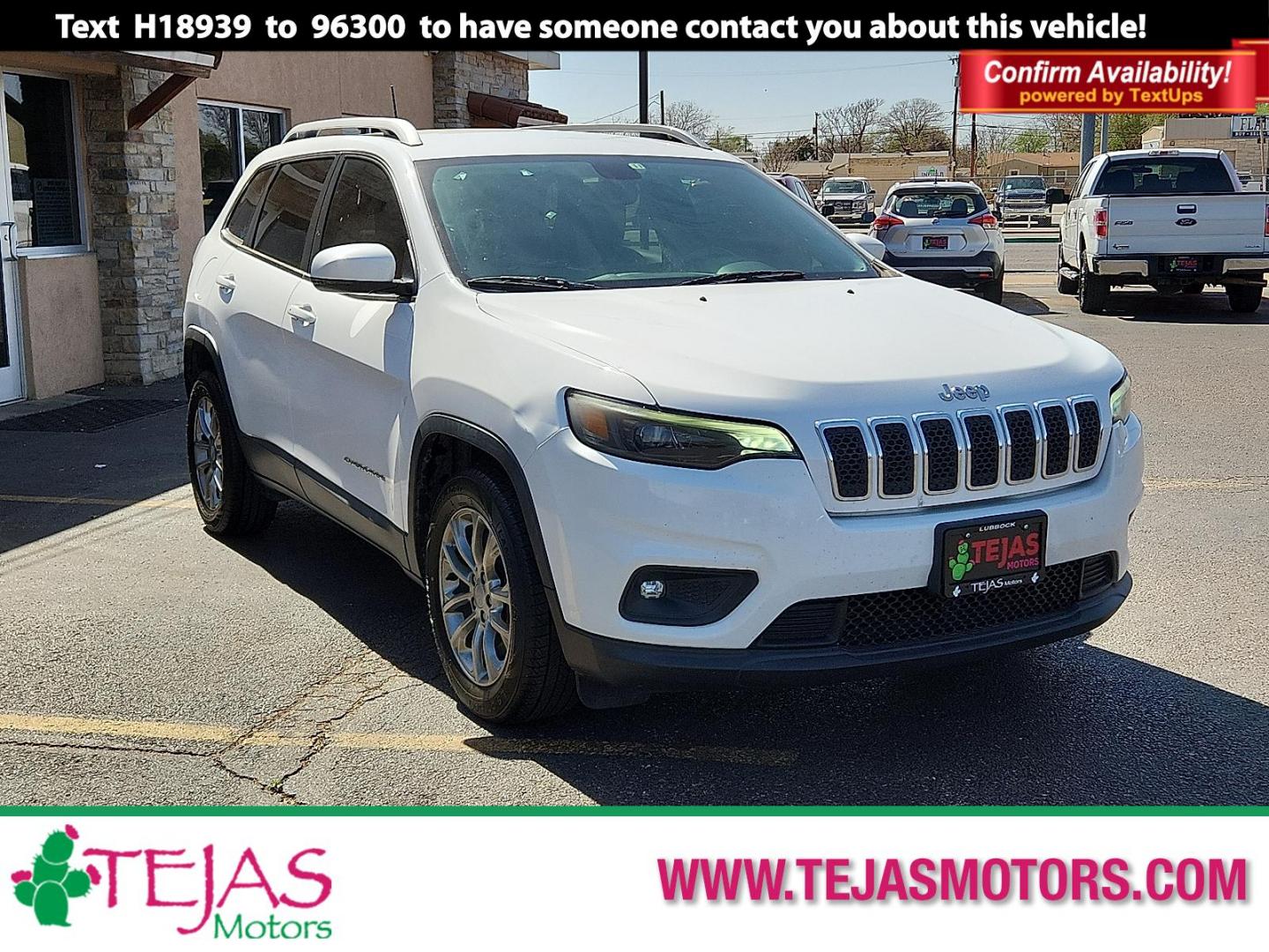 2019 WHITE /Black - X9 Jeep Cherokee Latitude Plus FWD (1C4PJLLN1KD) with an 2L I-4 gasoline direct injection, DOHC, intercooled turbo, premium unleaded, engine with 270HP engine, located at 4110 Avenue Q, Lubbock, 79412, 33.556553, -101.855820 - 04/01/2026 KEY IN ENVELOPE GOD - Photo#0