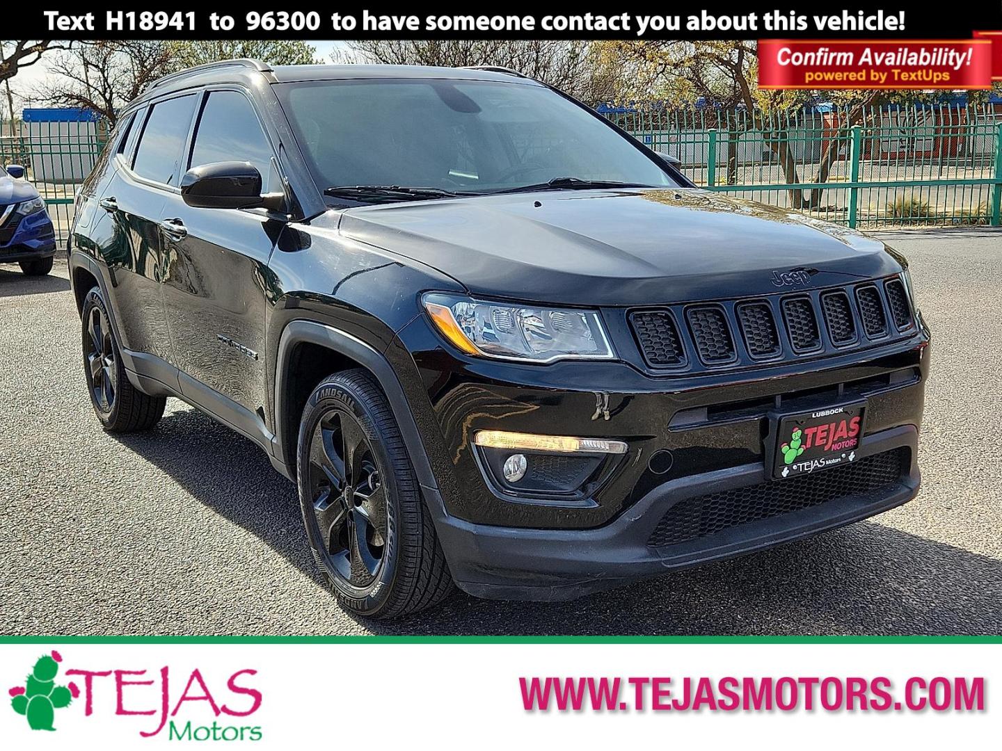 2018 BLACK /Black - X9 Jeep Compass Altitude FWD (3C4NJCBBXJT) with an 2.4L I-4 variable valve control, regular unleaded, engine with 180HP engine, located at 4110 Avenue Q, Lubbock, 79412, 33.556553, -101.855820 - Photo#0