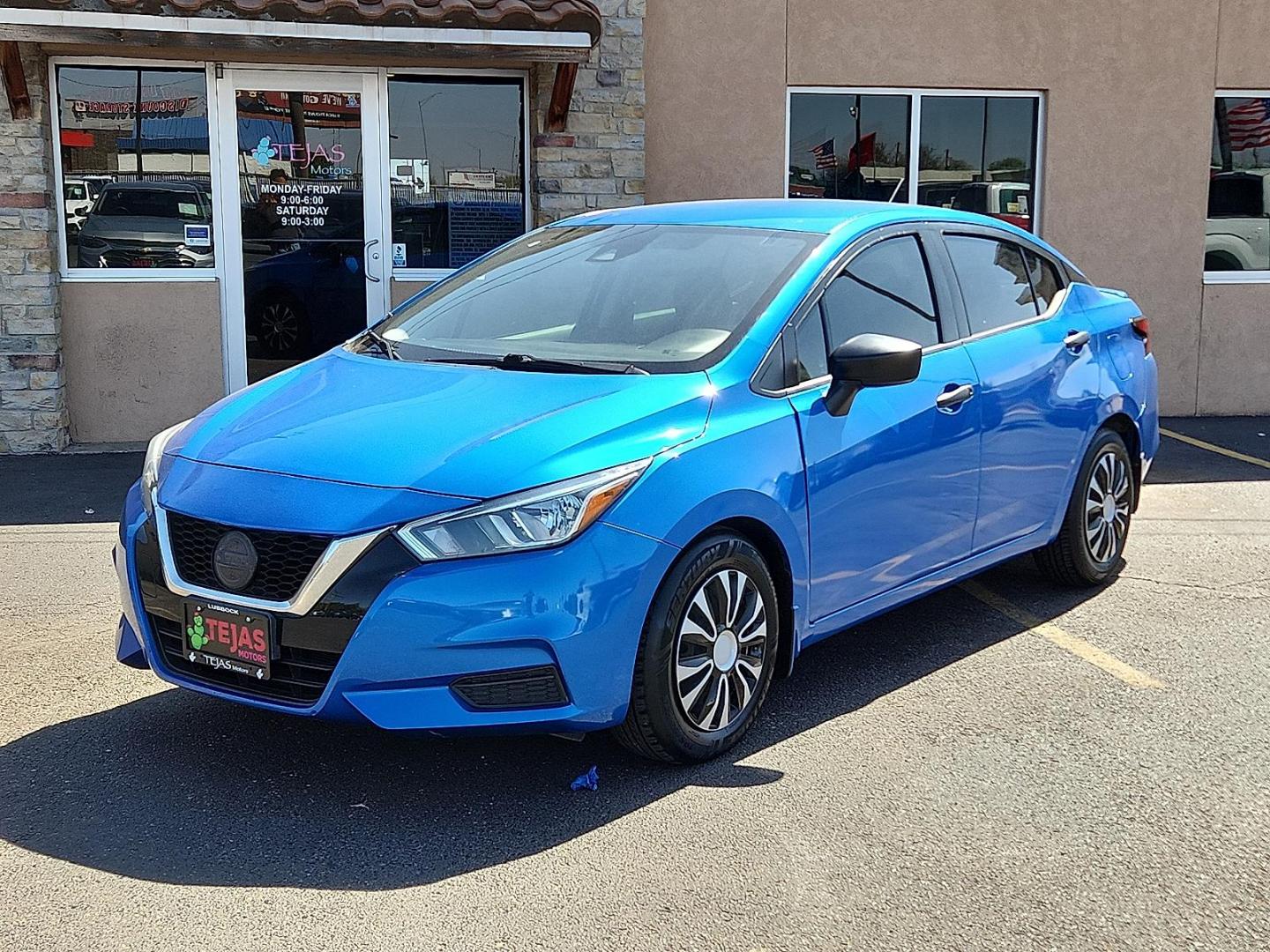 2020 Electric Blue Metallic - B51 /Charcoal - G Nissan Versa S Xtronic CVT (3N1CN8DV0LL) with an 1.6L I-4 DOHC, variable valve control, regular unleaded, engine with 122HP engine, located at 4110 Avenue Q, Lubbock, 79412, 33.556553, -101.855820 - Photo#1