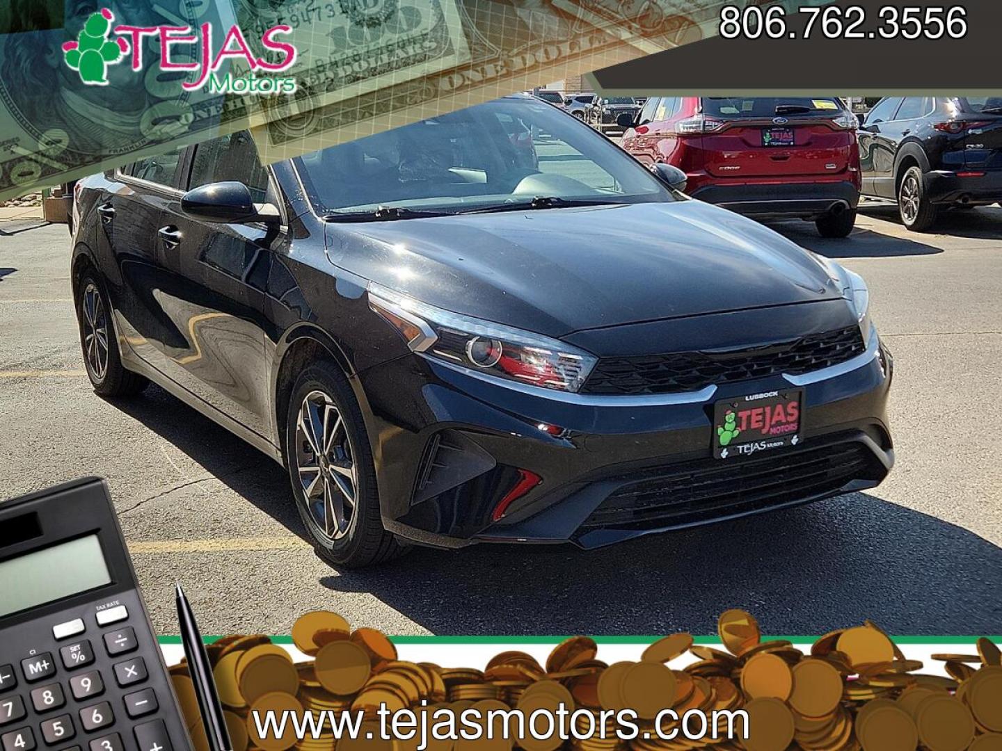 2023 Aurora Black /Black - WK Kia Forte LXS (3KPF24AD5PE) with an 2L I-4 DOHC, D-CVVT variable valve control, regular unleaded, engine with 147HP engine, located at 4110 Avenue Q, Lubbock, 79412, 33.556553, -101.855820 - 04/01/2026 KEY IN ENVELOPE GOD- Photo#0