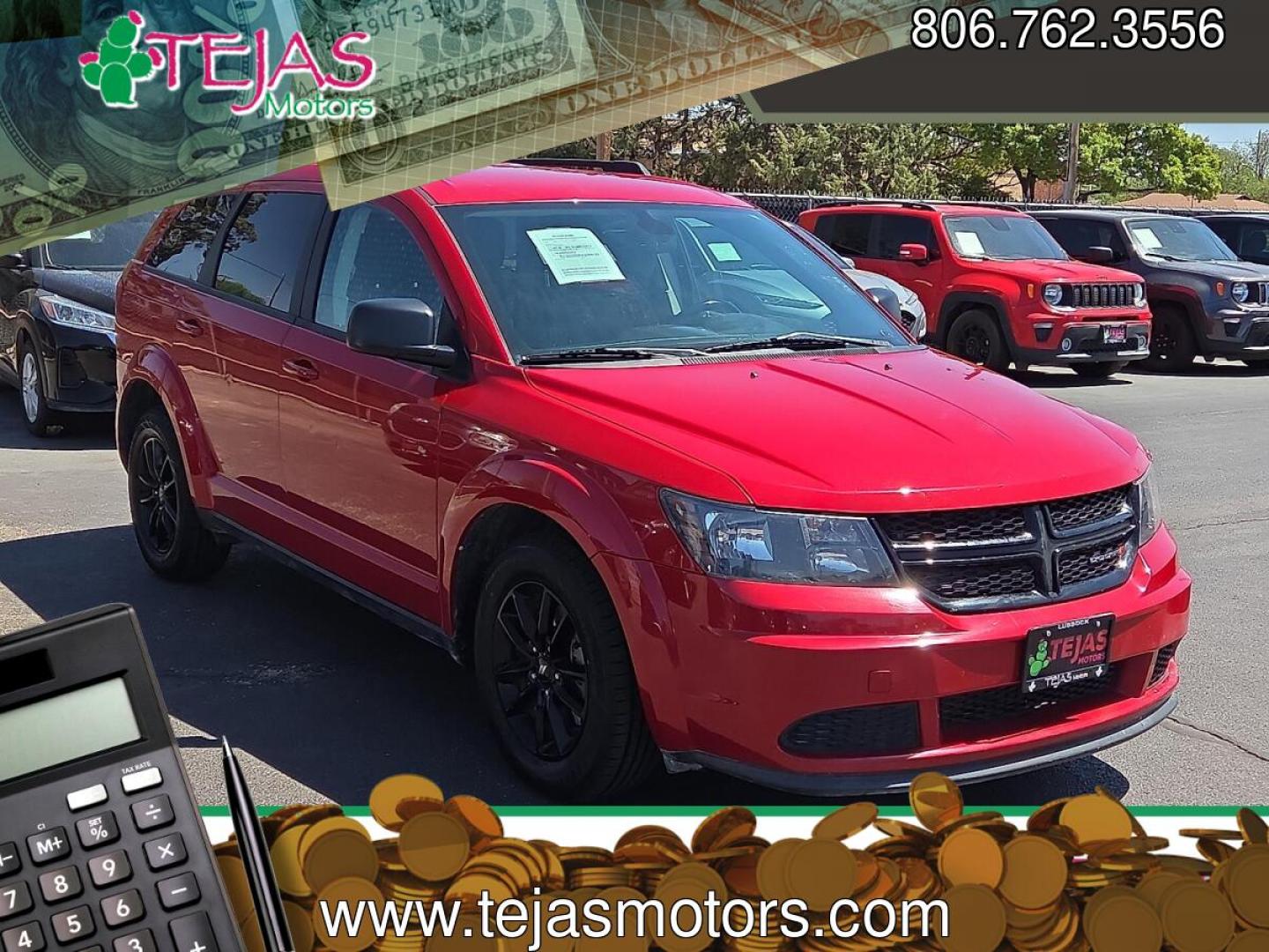2020 Redline 2 Coat Pearl - PRM /Black - X9 Dodge Journey SE Value (3C4PDCAB6LT) with an Tigershark MultiAir 2.4L I-4 DOHC, VVT variable valve control, regular unleaded, engine with 173HP engine, located at 4110 Avenue Q, Lubbock, 79412, 33.556553, -101.855820 - 04/10/2026 KEY IN ENVELOPE GOD- Photo#0