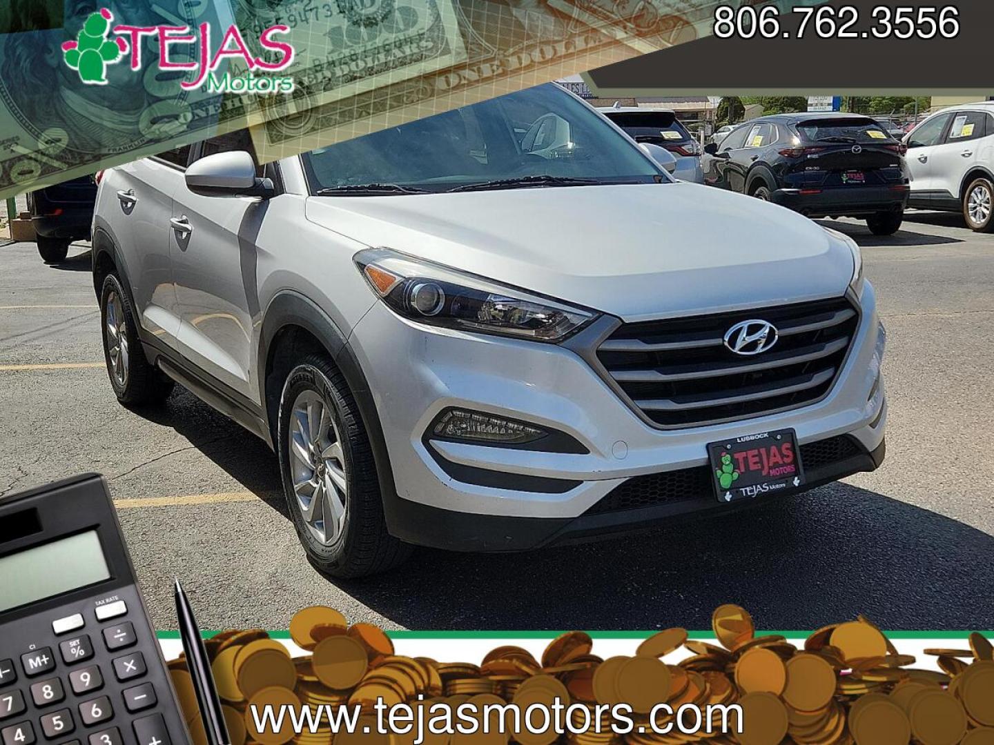 2016 SILVER /Gray - TGG Hyundai Tucson SE (KM8J3CA43GU) with an Nu 2L I-4 gasoline direct injection, DOHC, variable valve control, regular unleaded, engine with 164HP engine, located at 4110 Avenue Q, Lubbock, 79412, 33.556553, -101.855820 - 05/06/2026 KEY IN ENVELOPE GOD- Photo#0