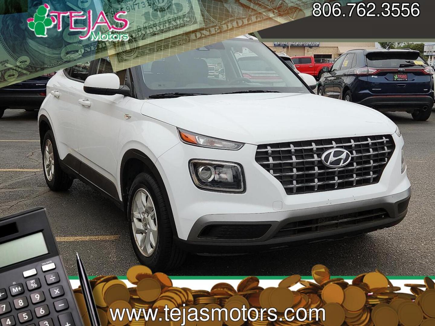 2020 WHITE /Black - NNB Hyundai Venue SEL (KMHRC8A32LU) with an Smartstream 1.6L I-4 DOHC, CVVT variable valve control, regular unleaded, engine with 121HP engine, located at 4110 Avenue Q, Lubbock, 79412, 33.556553, -101.855820- Photo#0