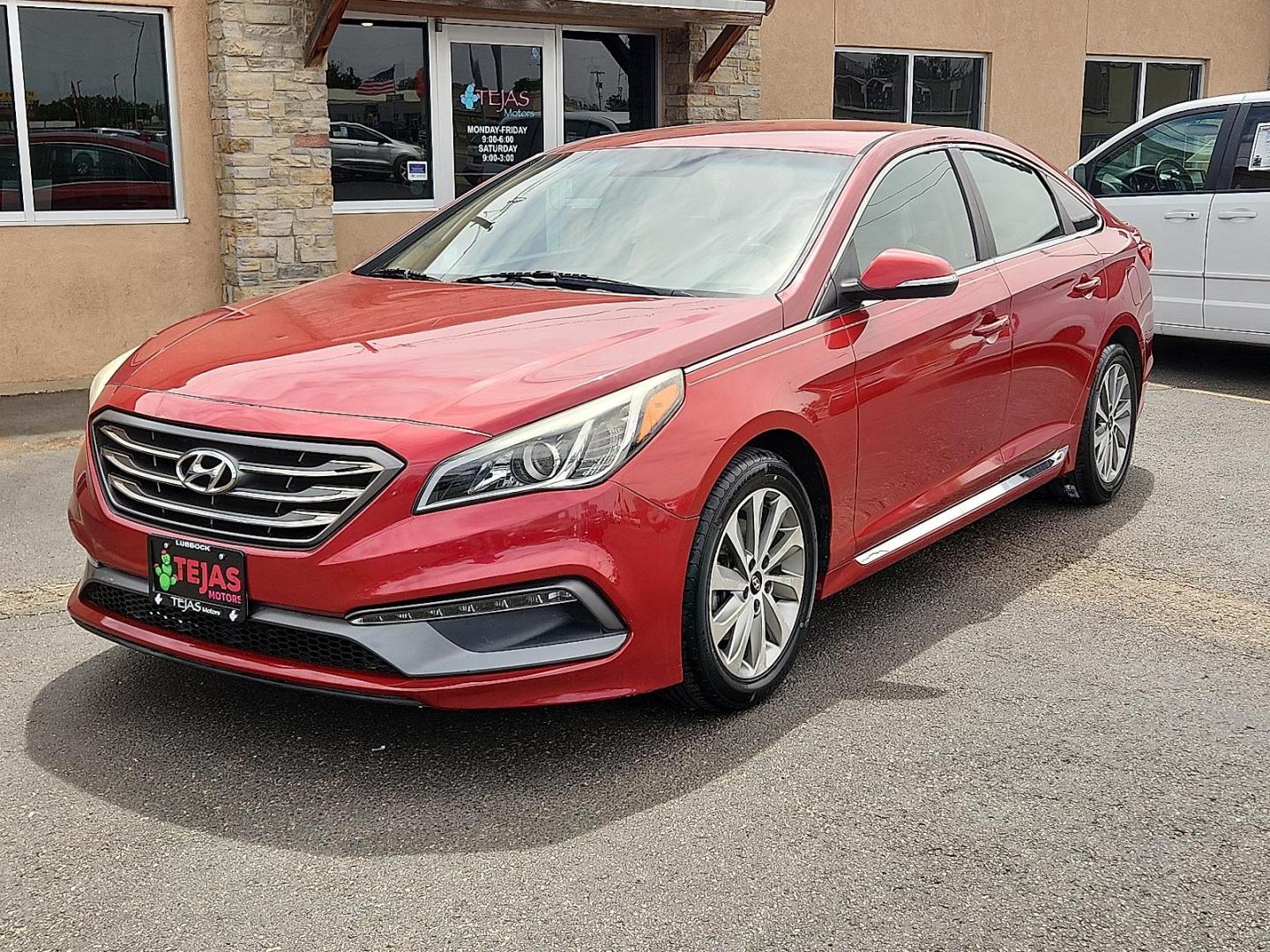 2017 RED /Beige - BB Hyundai Sonata Sport (5NPE34AF8HH) with an 2.4L I-4 gasoline direct injection, DOHC, D-CVVT variable valve control, regular unleaded, engine with 185HP engine, located at 4110 Avenue Q, Lubbock, 79412, 33.556553, -101.855820 - Photo#1