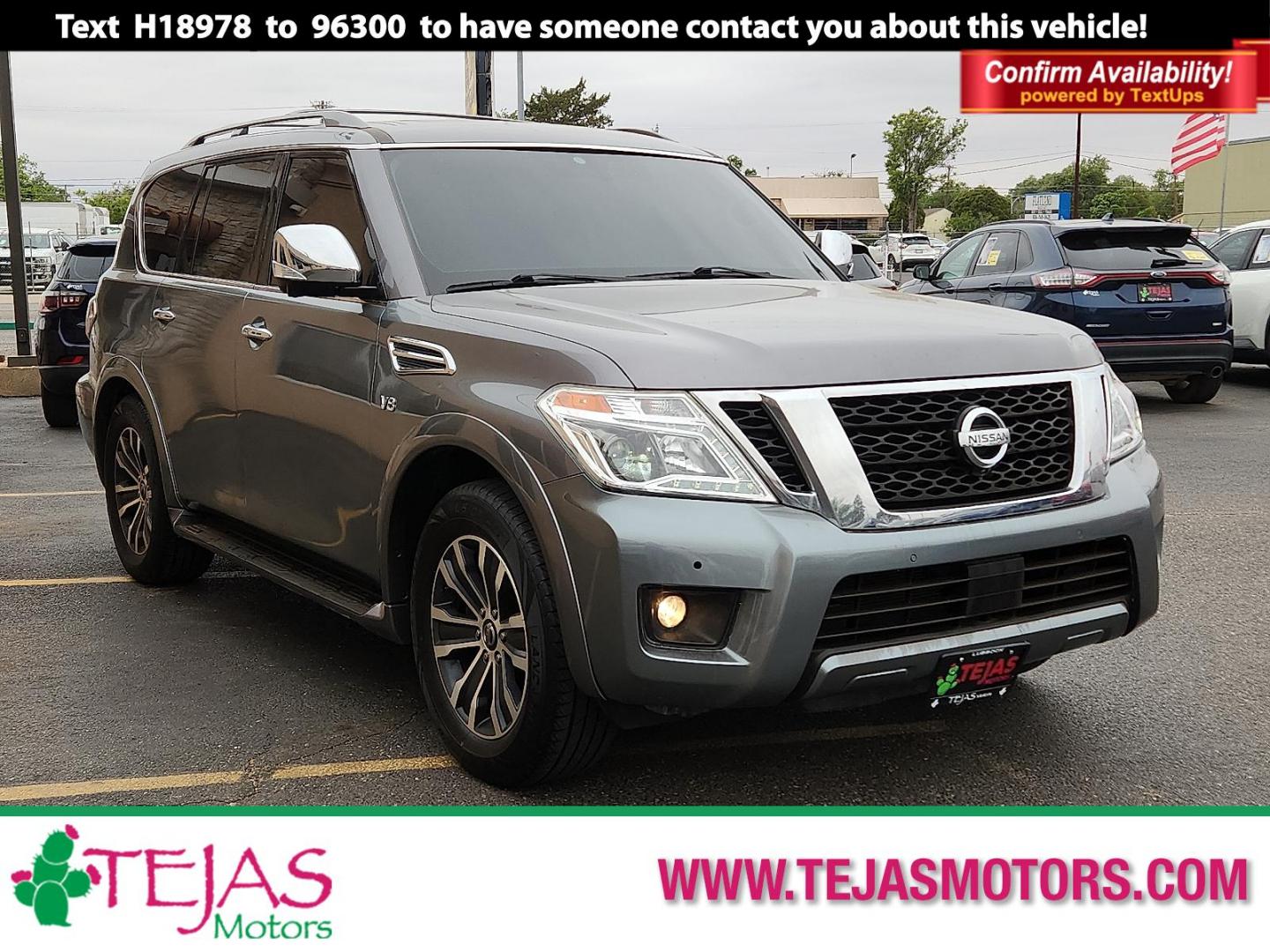 2020 GRAY /Black - G Nissan Armada SL 4WD (JN8AY2NCXLX) with an 5.6L V-8 gasoline direct injection, DOHC, variable valve control, regular unleaded, engine with 390HP engine, located at 4110 Avenue Q, Lubbock, 79412, 33.556553, -101.855820 - 04/28/2026 KEY IN ENVELOPE GOD - Photo#0