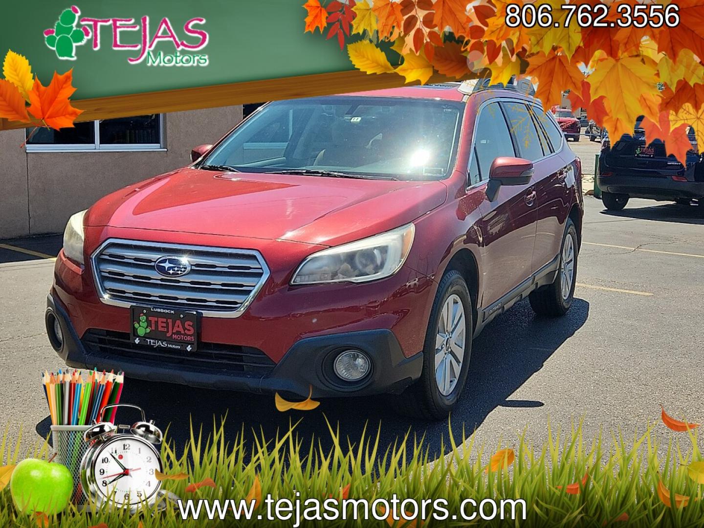 2017 RED /Warm Ivory - WIC50 Subaru Outback 2.5i Premium (4S4BSAHC1H3) with an 2.5L H-4 DOHC, variable valve control, regular unleaded, engine with 175HP engine, located at 4110 Avenue Q, Lubbock, 79412, 33.556553, -101.855820 - 05/07/2026 KEY IN ENVELOPE GOD- Photo#1