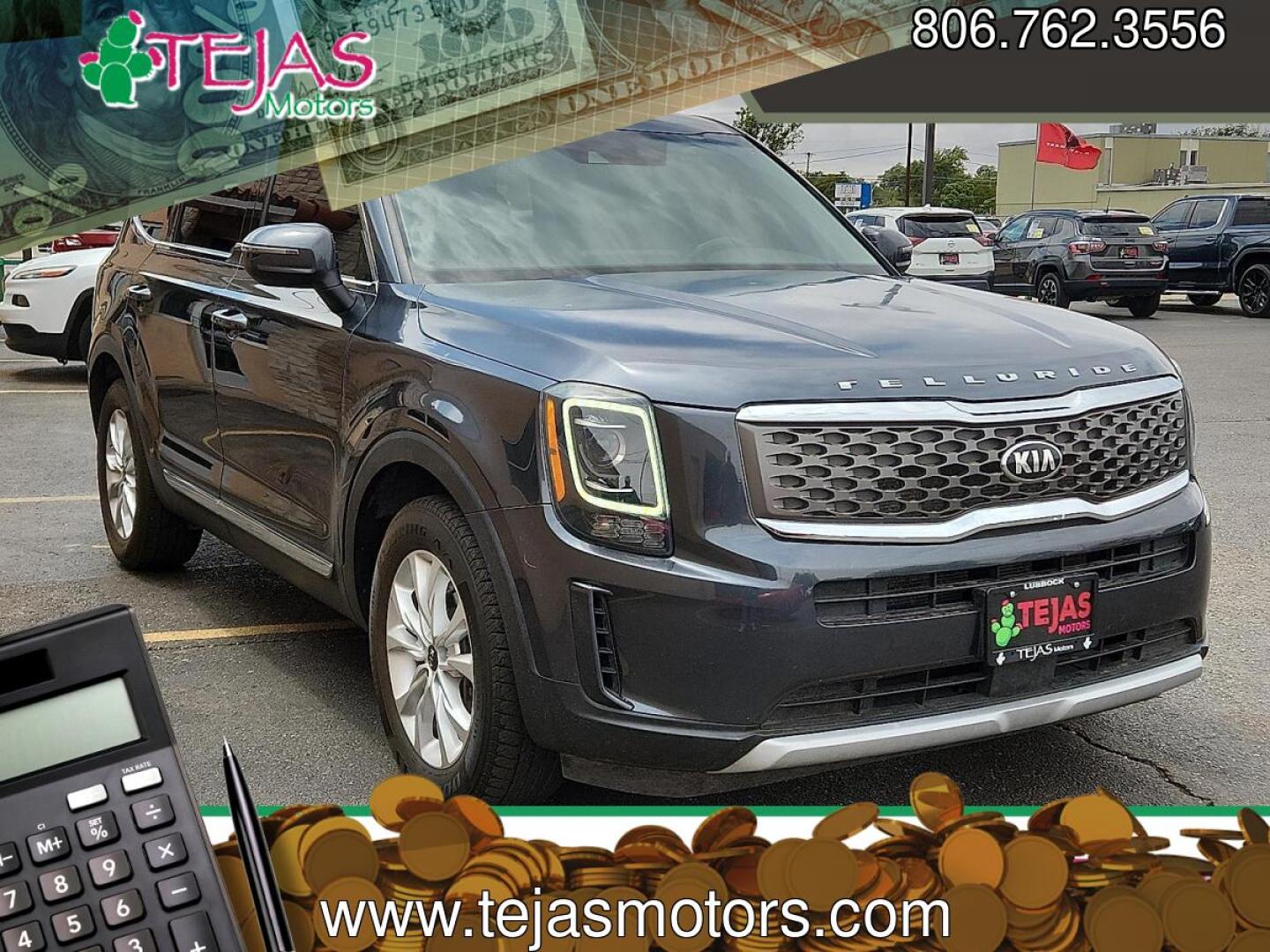 2021 GRAY /Black - WK Kia Telluride LX (5XYP24HC6MG) with an LAMBDA II 3.8L V-6 gasoline direct injection, DOHC, D-CVVT variable valve control, regular unleaded, engine with 291HP engine, located at 4110 Avenue Q, Lubbock, 79412, 33.556553, -101.855820 - 05/22/2026 KEY IN THE ENVELOPE GOD- Photo#0