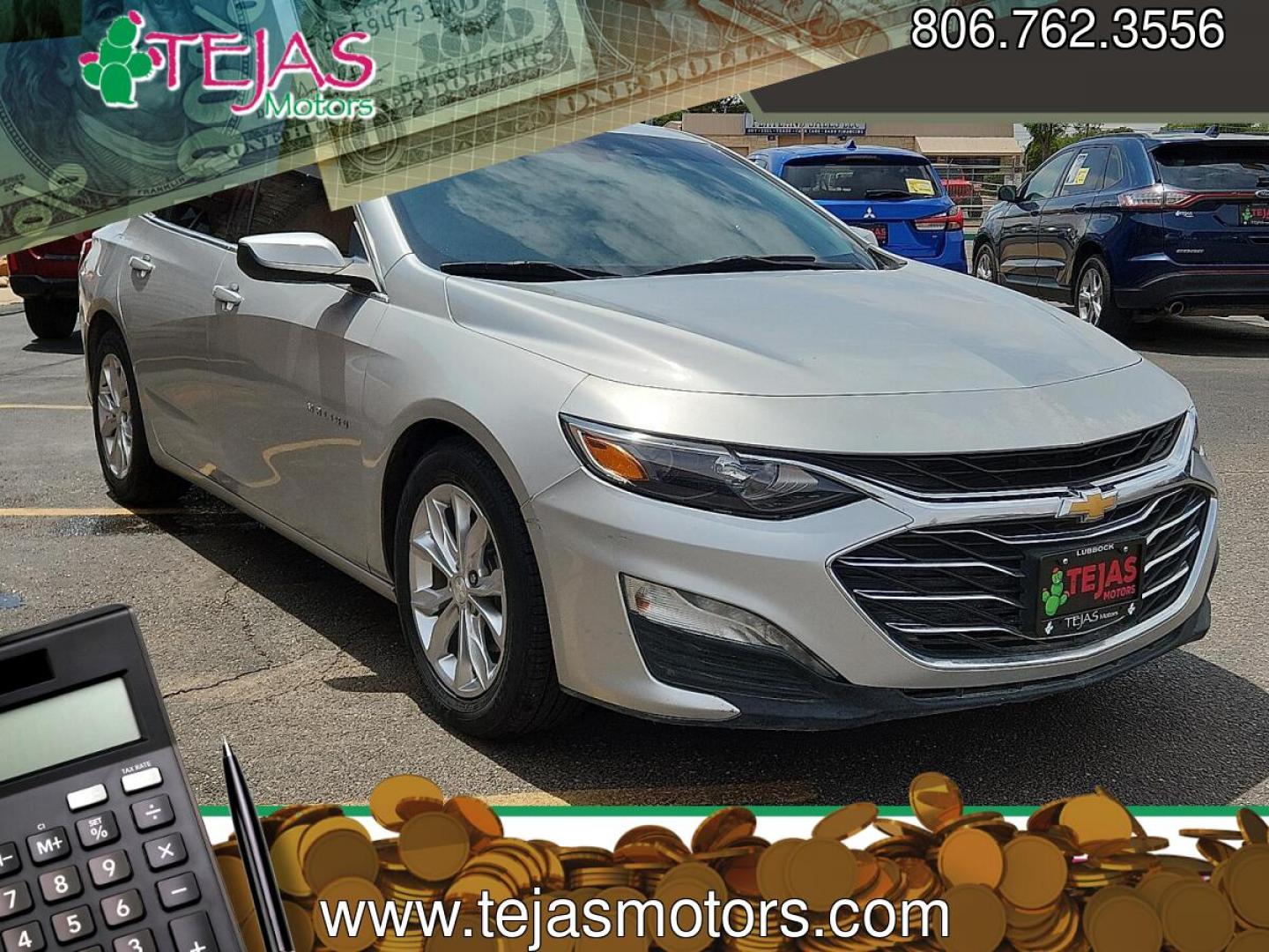 2021 SILVER /Jet Black - H1T Chevrolet Malibu FWD LT (1G1ZD5ST1MF) with an ECOTEC 1.5L I-4 gasoline direct injection, DOHC, VVT variable valve control, intercooled turbo, regular unleaded, engine with 160HP engine, located at 4110 Avenue Q, Lubbock, 79412, 33.556553, -101.855820 - 05/22/2026 KEY IN ENVELOPE GOD- Photo#0