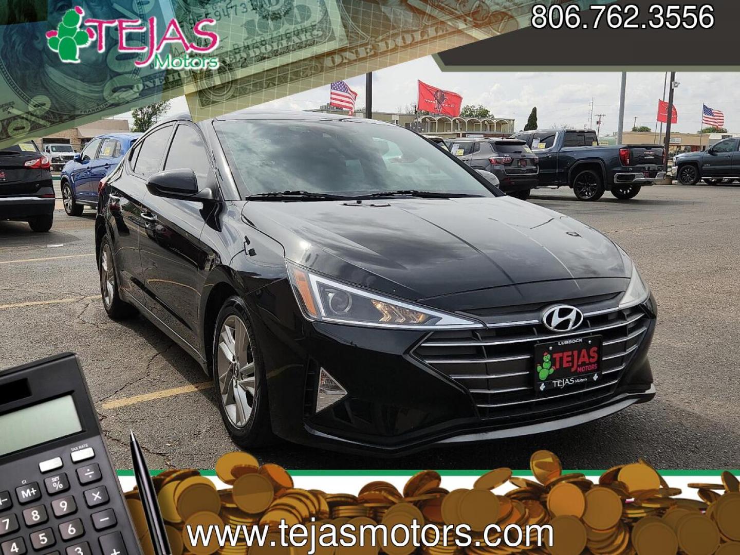 2020 BLACK /Gray - P1 Hyundai Elantra SEL (5NPD84LF3LH) with an Nu 2L I-4 DOHC, D-CVVT variable valve control, regular unleaded, engine with 147HP engine, located at 4110 Avenue Q, Lubbock, 79412, 33.556553, -101.855820 - 05/27/2026 KEY IN ENVELOPE GOD- Photo#0